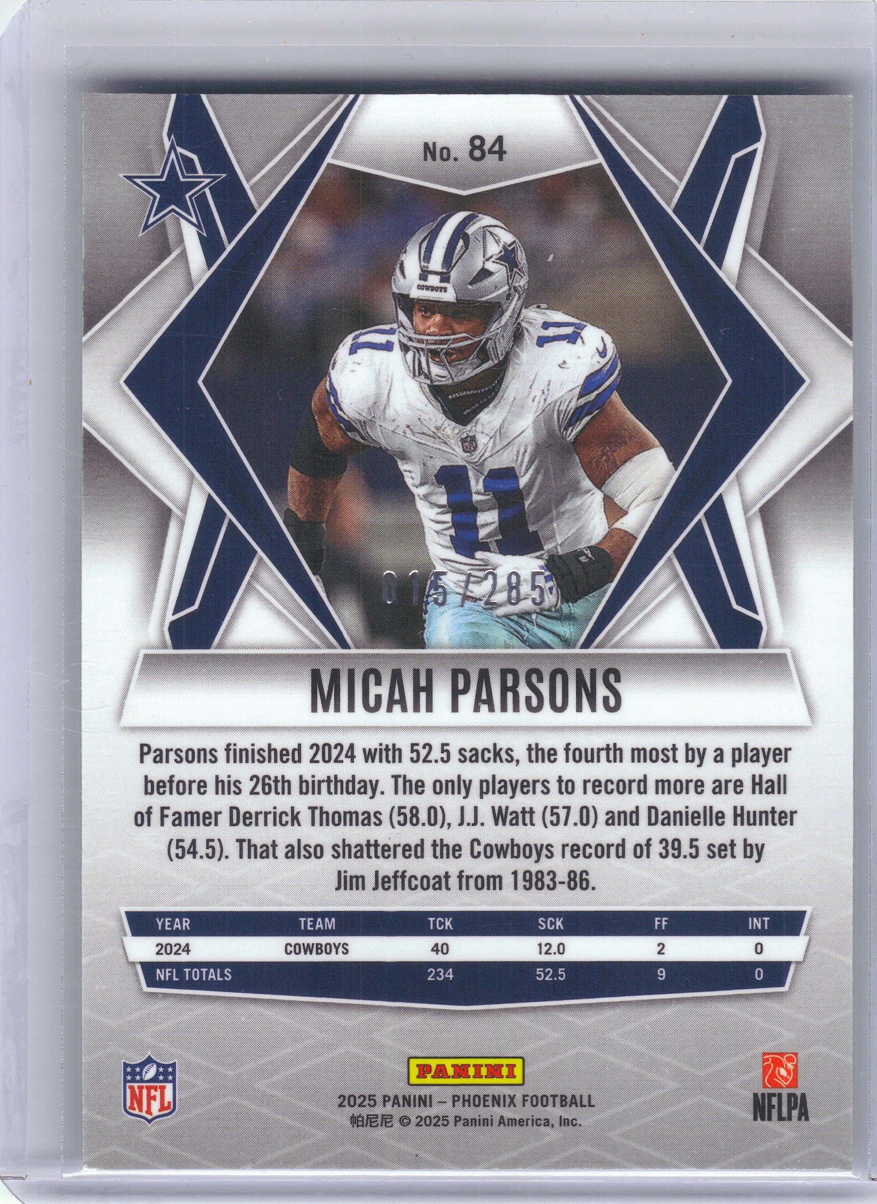 2025 Panini Phoenix #84 Micah Parsons Lime Green Pyramids Prizm #/285 Dallas Cowboys SN