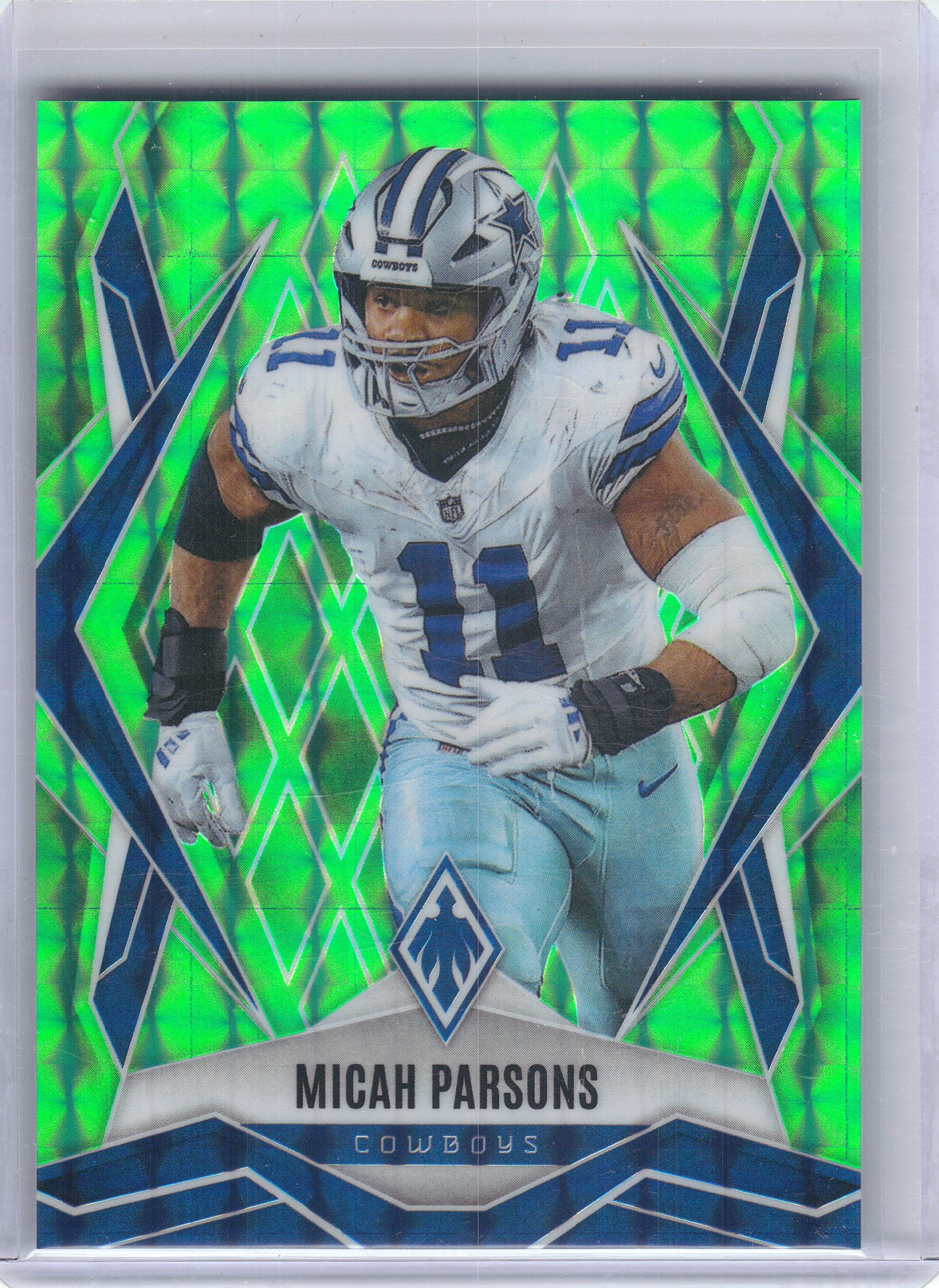 2025 Panini Phoenix #84 Micah Parsons Lime Green Pyramids Prizm #/285 Dallas Cowboys SN
