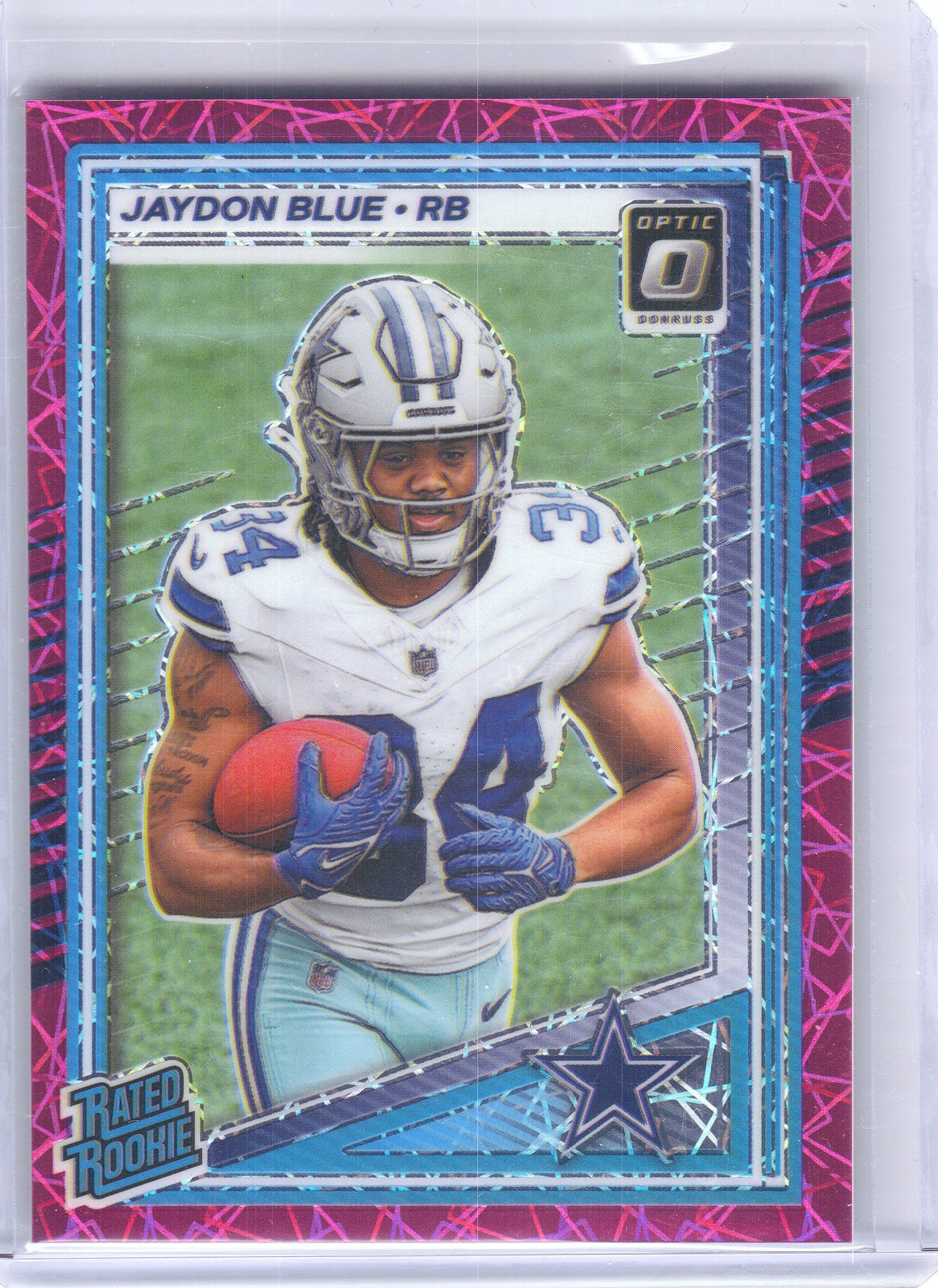 2025 Donruss Optic #242 Jaydon Blue Pink Velocity #/99 Dallas Cowboys SN,RC