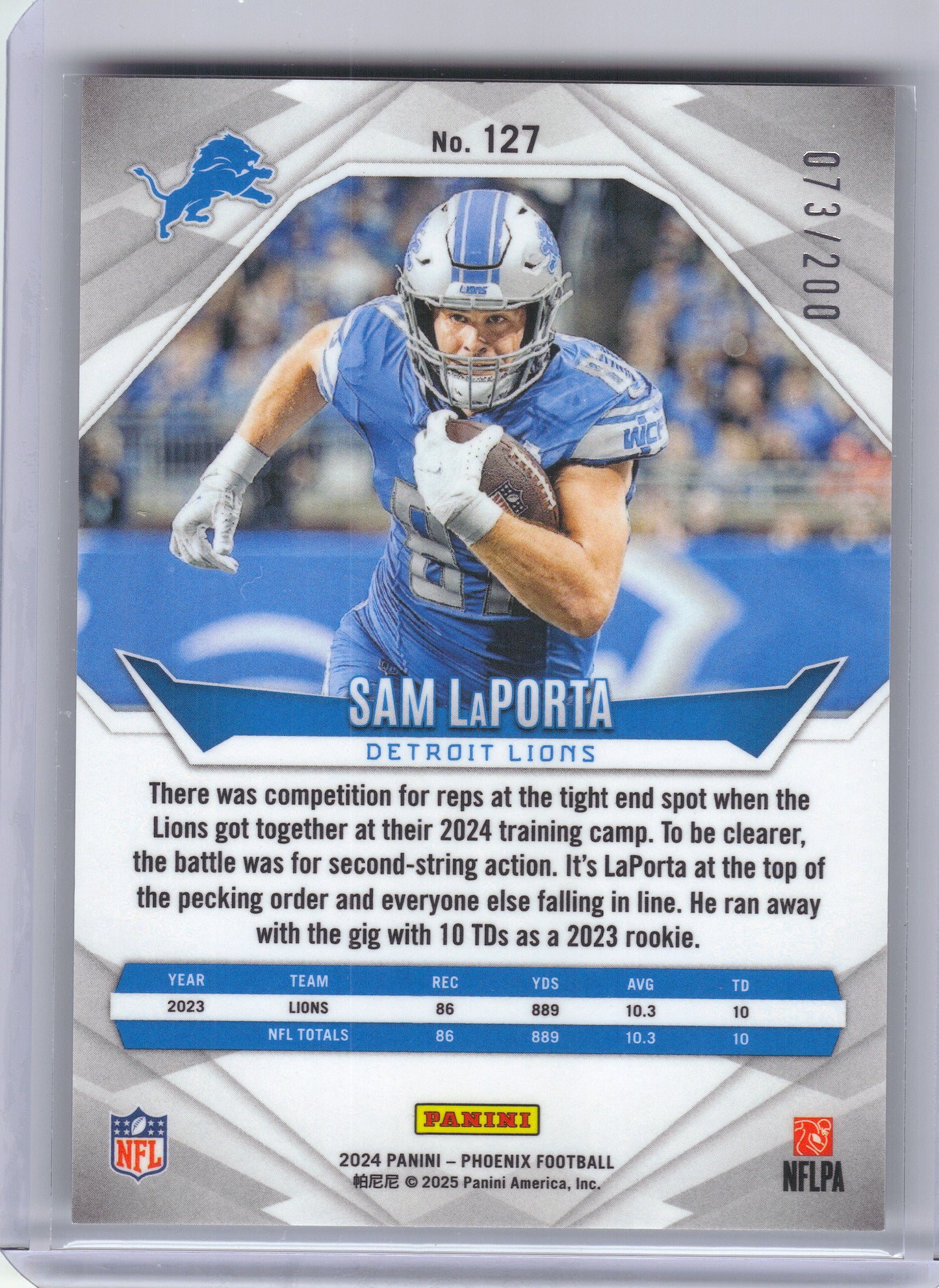 2024 Panini Phoenix #127 Sam LaPorta Pulsar #/200 Detroit Lions SN