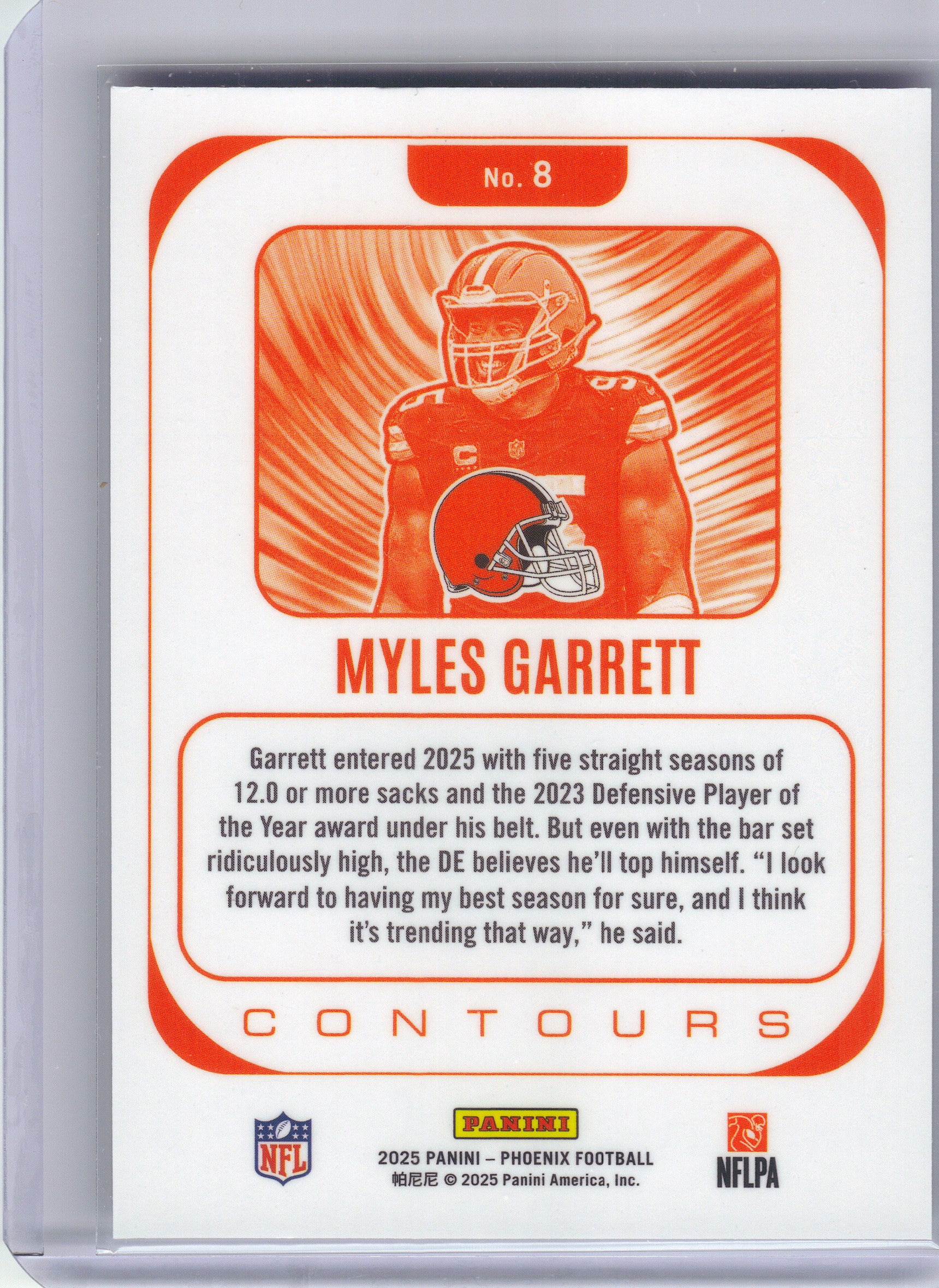 2025 Panini Phoenix #8 Myles Garrett Contours Cleveland Browns