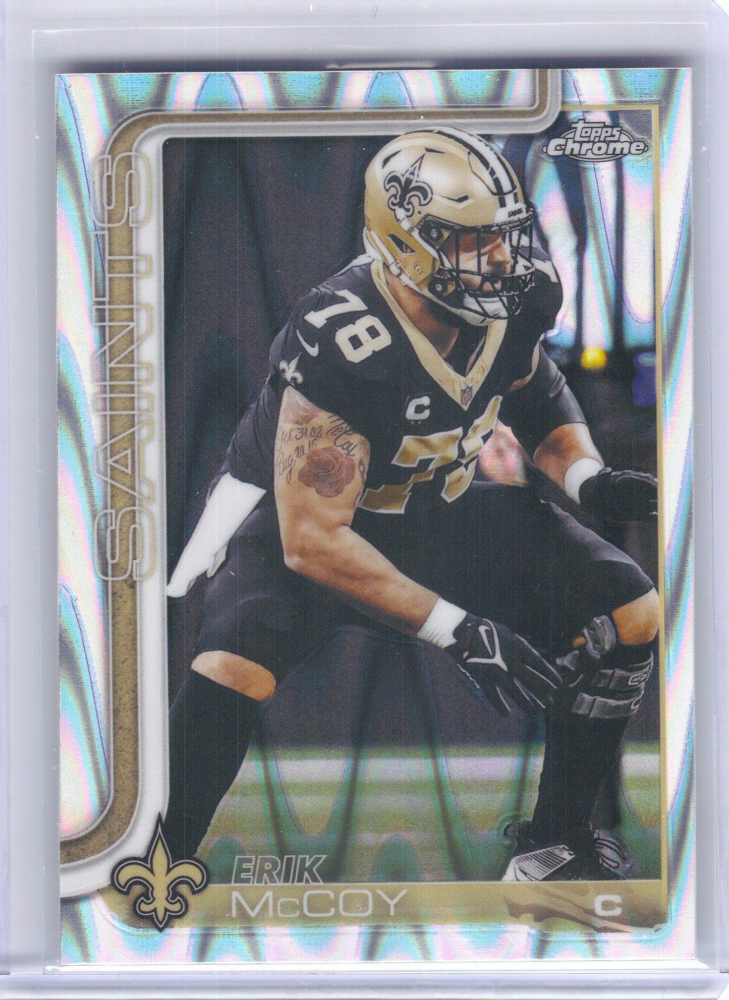 2025 Topps Chrome #223 Erik McCoy Ray Wave Refractor New Orleans Saints