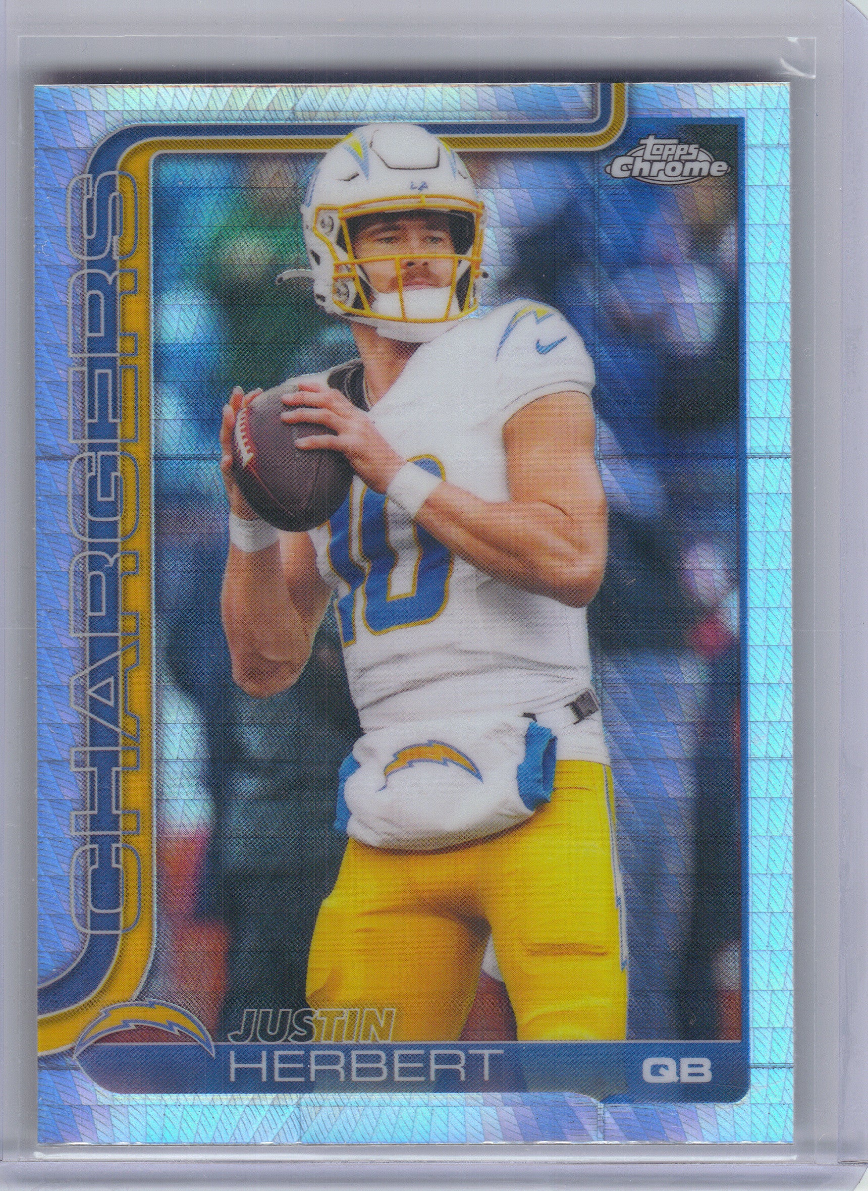 2025 Topps Chrome #158 Justin Herbert Prism Refractor Los Angeles Chargers