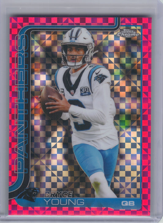 2025 Topps Chrome #40 Bryce Young Hot Pink X-Fractor Carolina Panthers