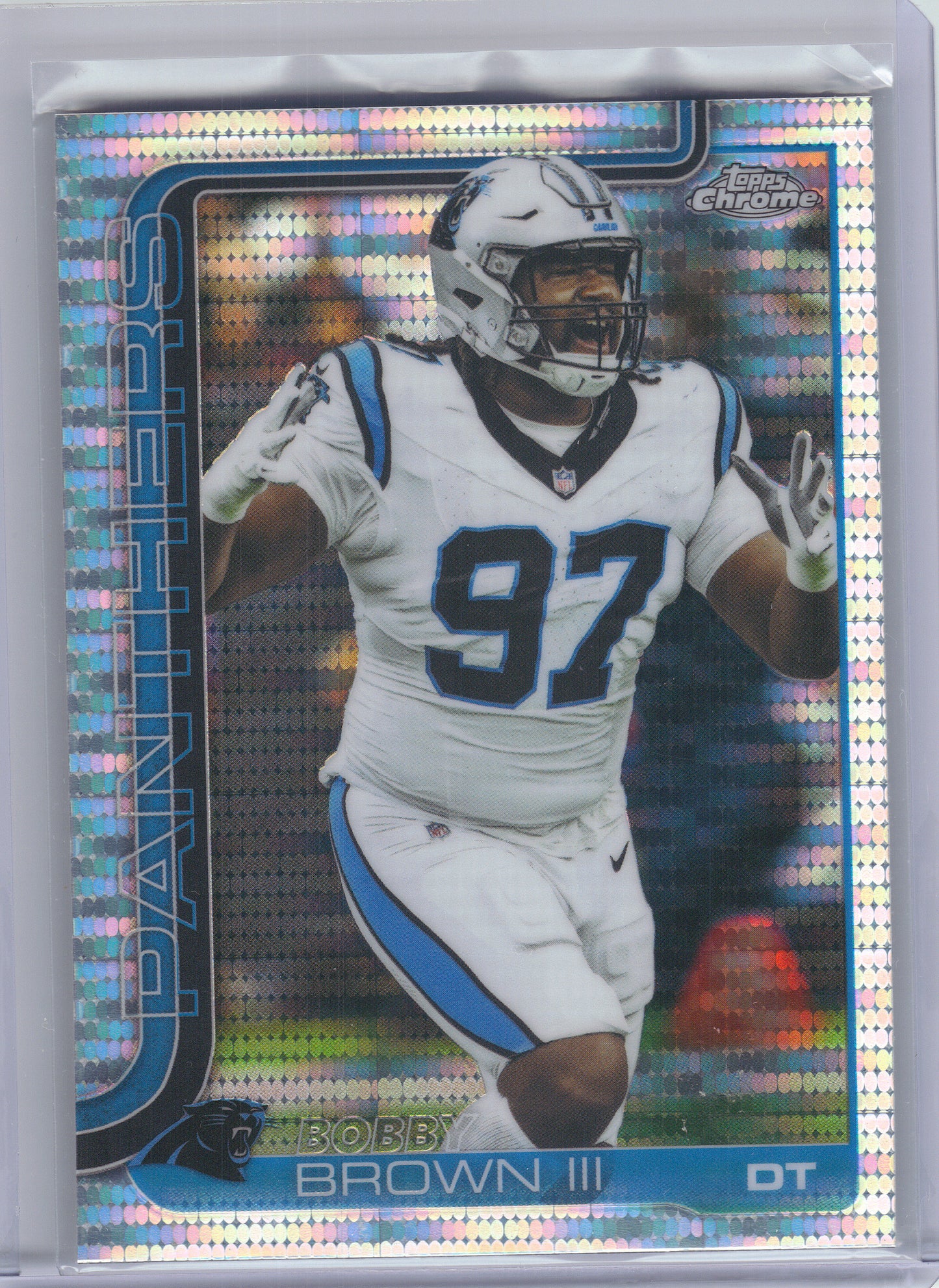 2025 Topps Chrome #46 Bobby Brown III Pulsar Refractor Carolina Panthers