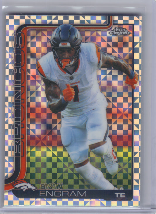 2025 Topps Chrome #92 Evan Engram X-Fractor Denver Broncos