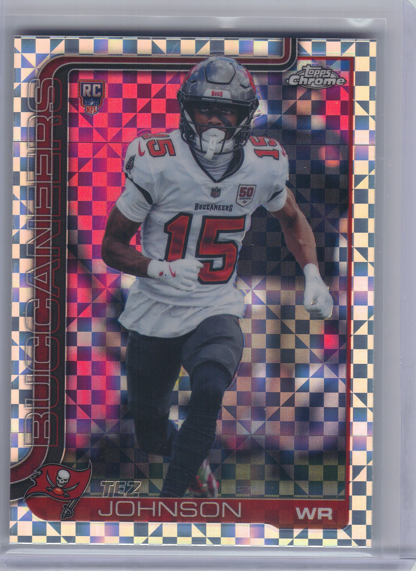 2025 Topps Chrome #342 Tez Johnson X-Fractor Tampa Bay Buccaneers RC