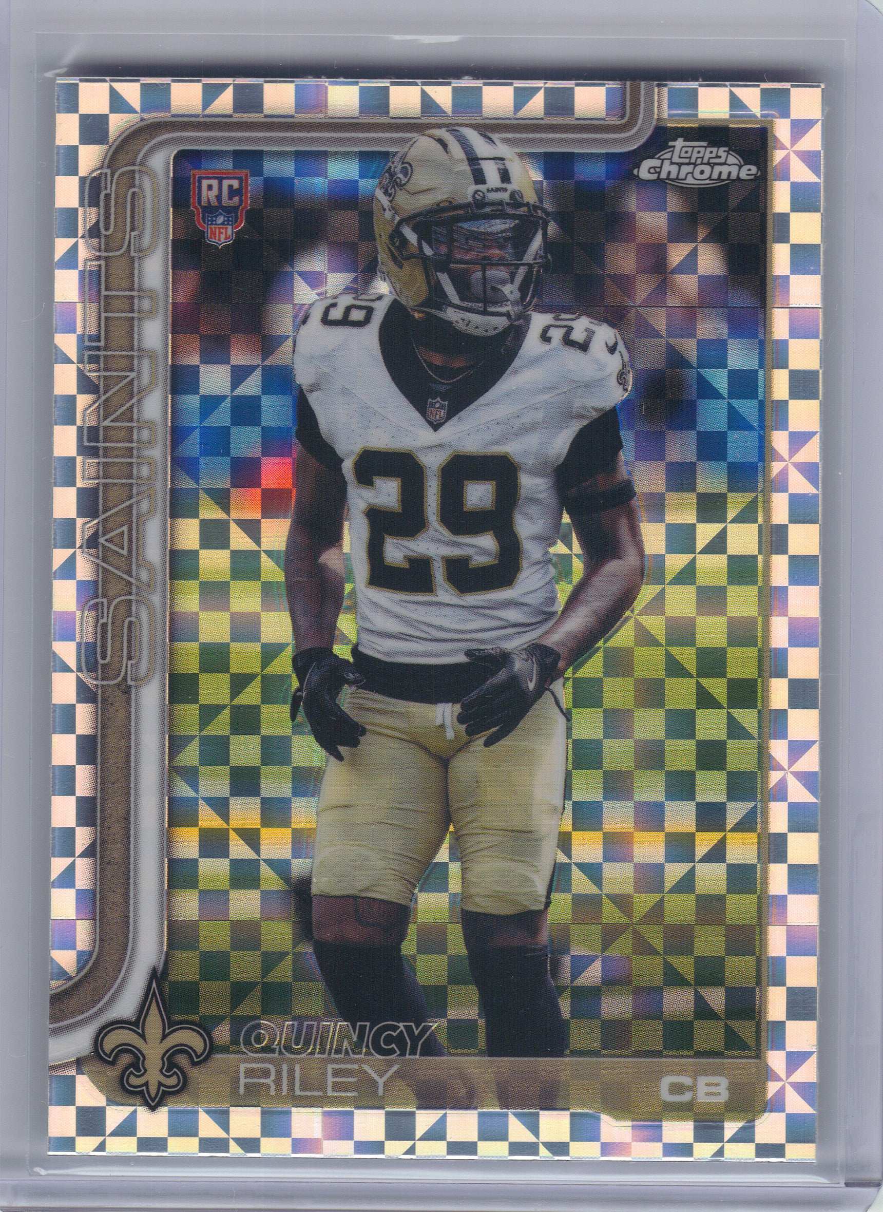 2025 Topps Chrome #369 Quincy Riley Lime Green X-Fractor New Orleans Saints RC
