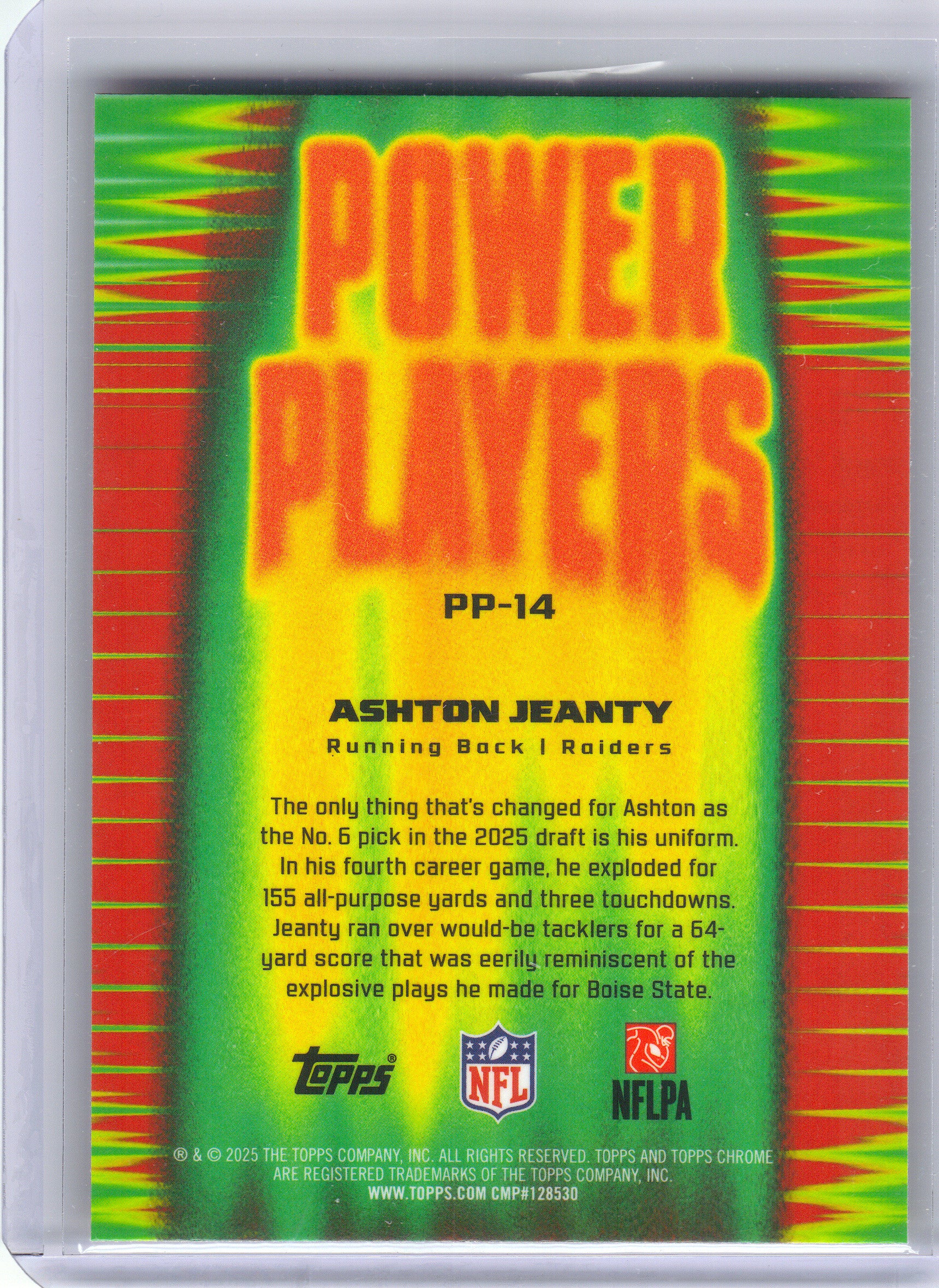 2025 Topps Chrome #PP-14 Ashton Jeanty Power Players Las Vegas Raiders