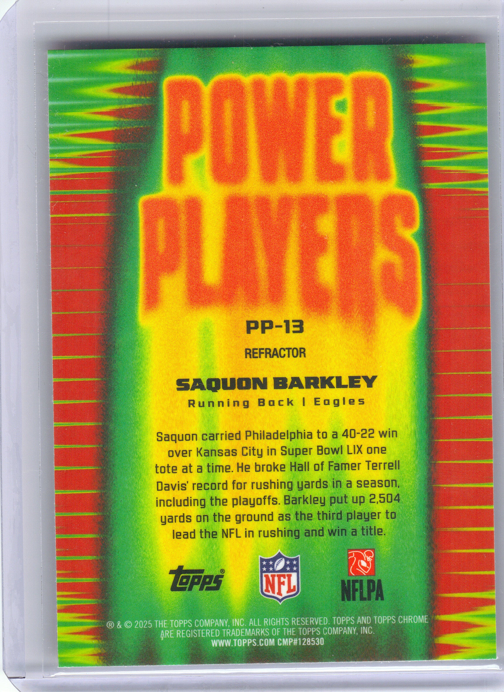 2025 Topps Chrome #PP-13 Saquon Barkley Power Players Philadelphia Eagles
