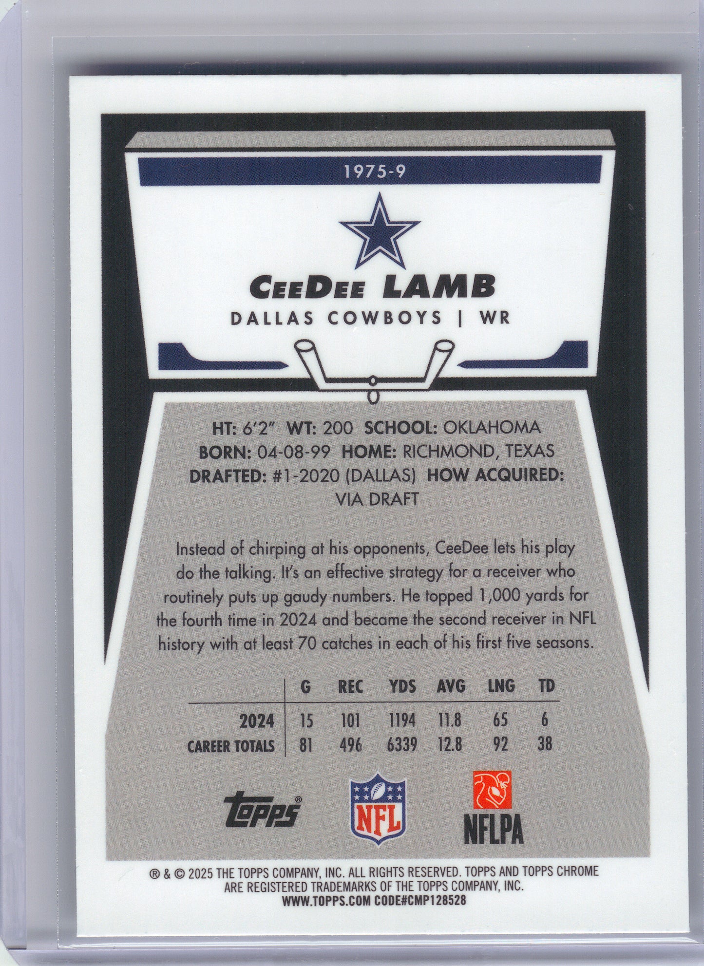 2025 Topps Chrome #1975-9 CeeDee Lamb 1975 Topps Dallas Cowboys
