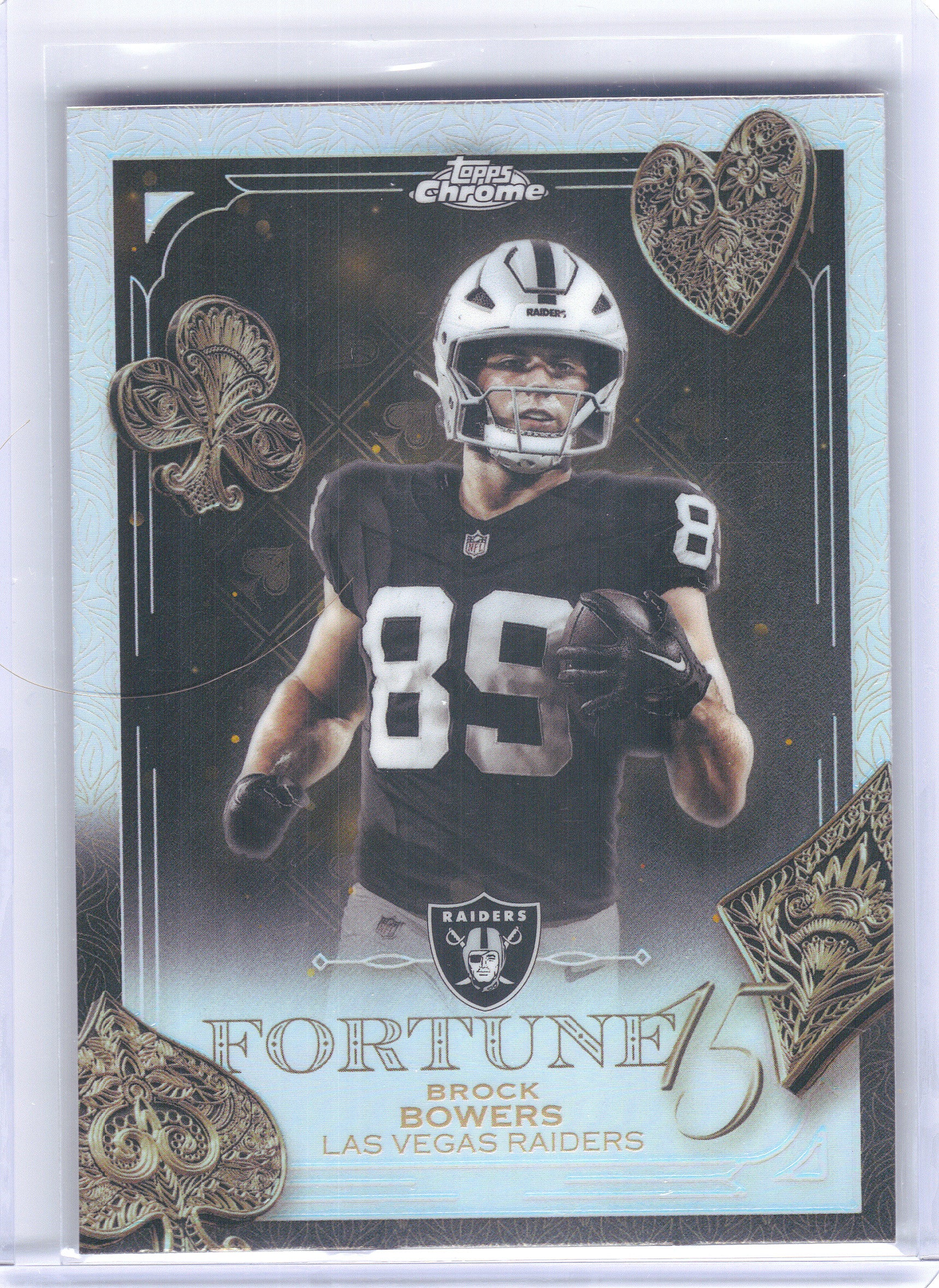2025 Topps Chrome #F15-8 Brock Bowers Fortune 15 Refractor Las Vegas Raiders