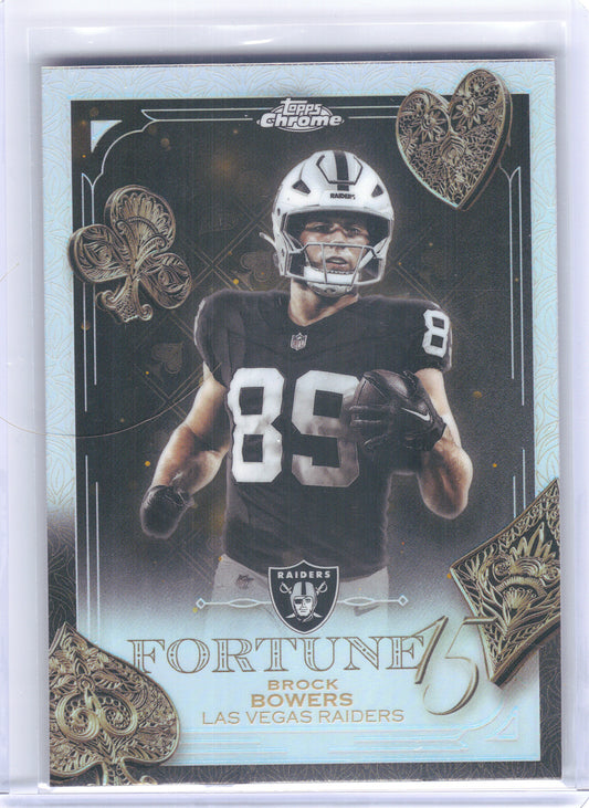 2025 Topps Chrome #F15-8 Brock Bowers Fortune 15 Refractor Las Vegas Raiders