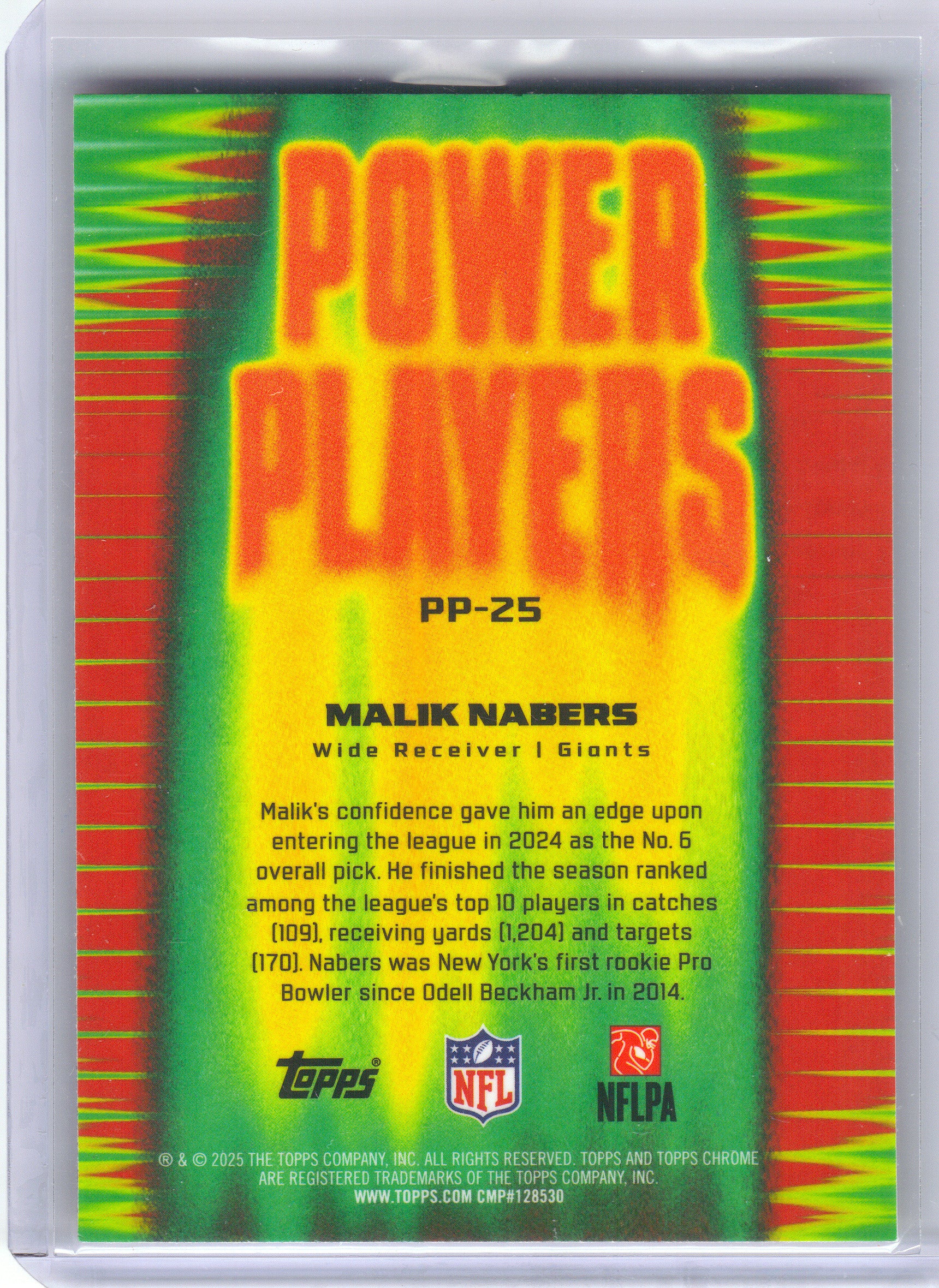 2025 Topps Chrome #PP-25 Malik Nabers Power Players New York Giants