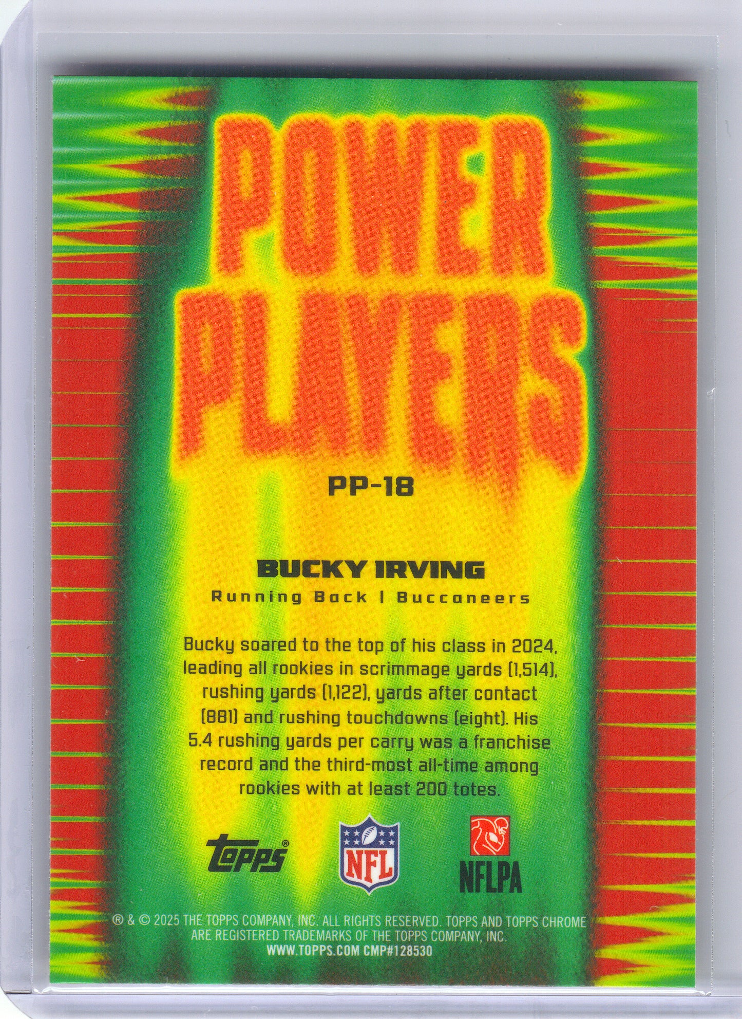 2025 Topps Chrome #PP-18 Bucky Irving Power Players X-Fractor Tampa Bay Buccaneers