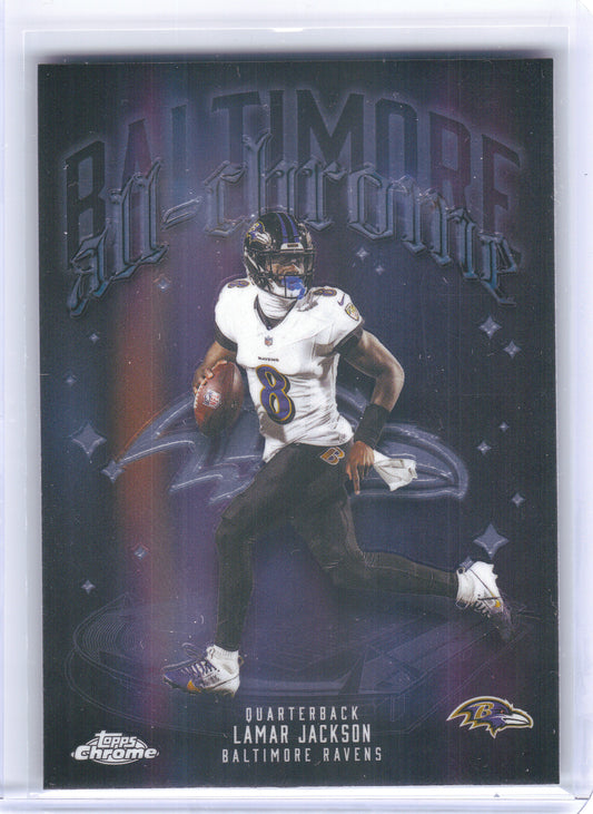2025 Topps Chrome #ACT-1 Lamar Jackson All Chrome Team Baltimore Ravens