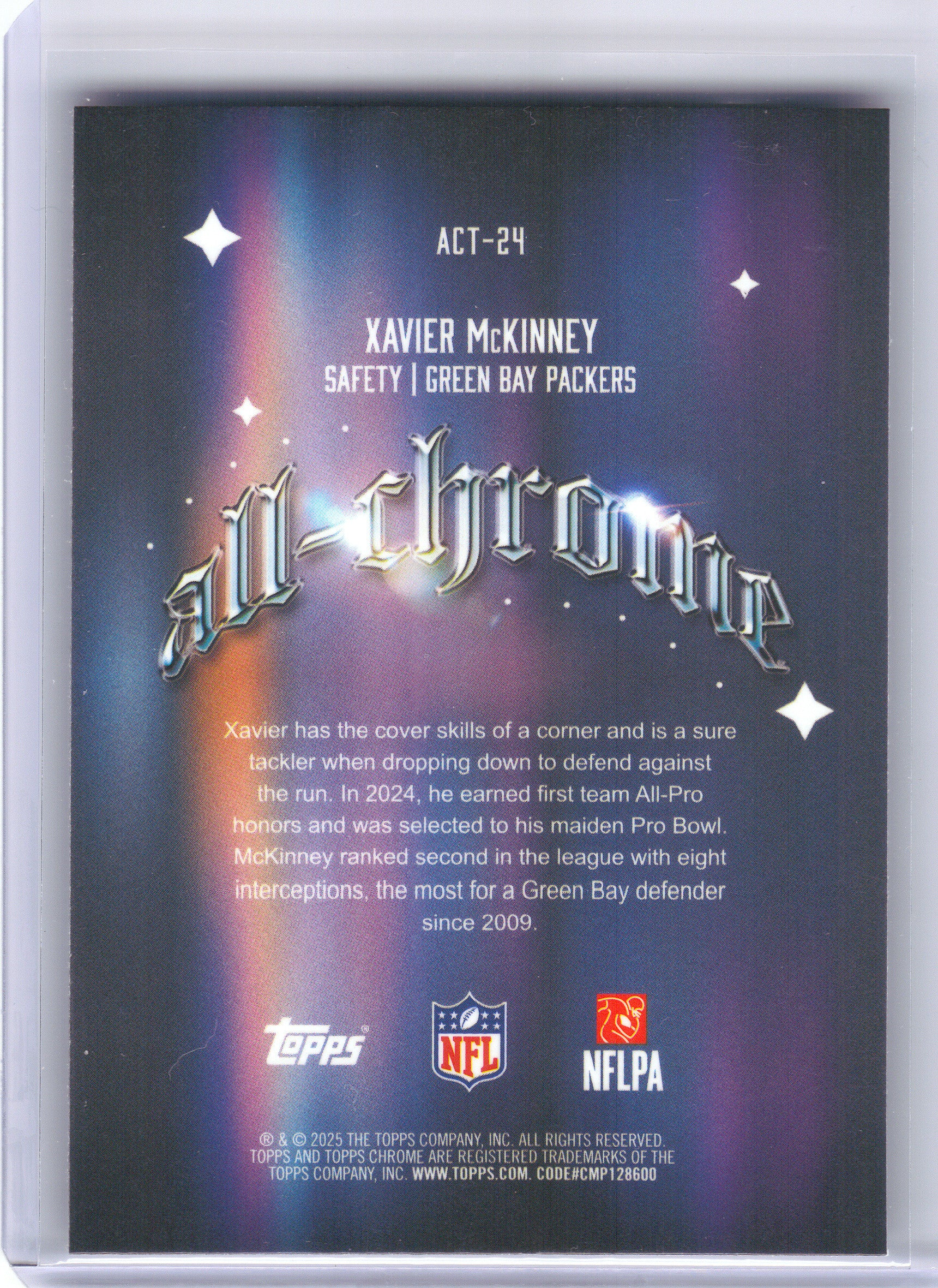 2025 Topps Chrome #ACT-24 Xavier McKinney All Chrome Team Green Bay Packers