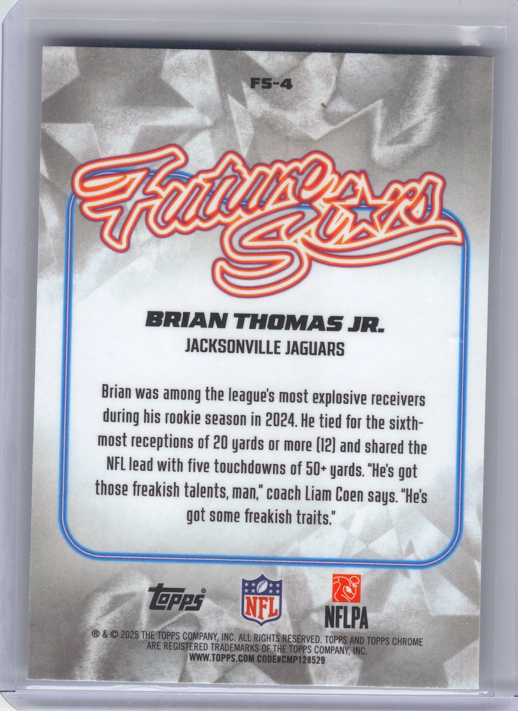 2025 Topps Chrome #FS-4 Brian Thomas Jr. Future Stars Jacksonville Jaguars
