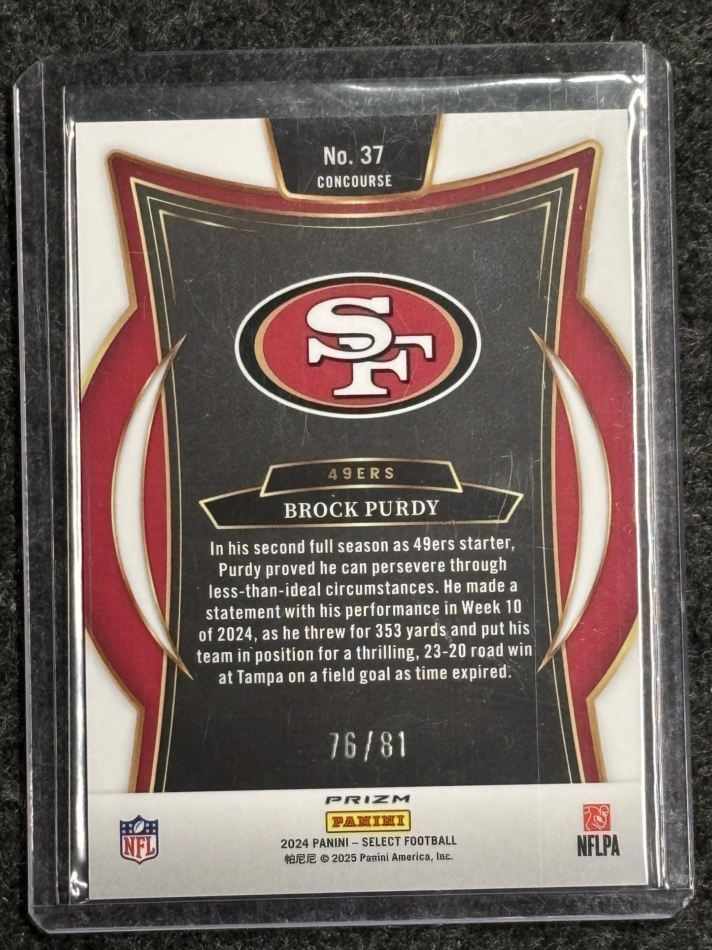 2024 Panini Select #37 Brock Purdy Dragon Scale Prizm #/81 San Francisco 49ers SN