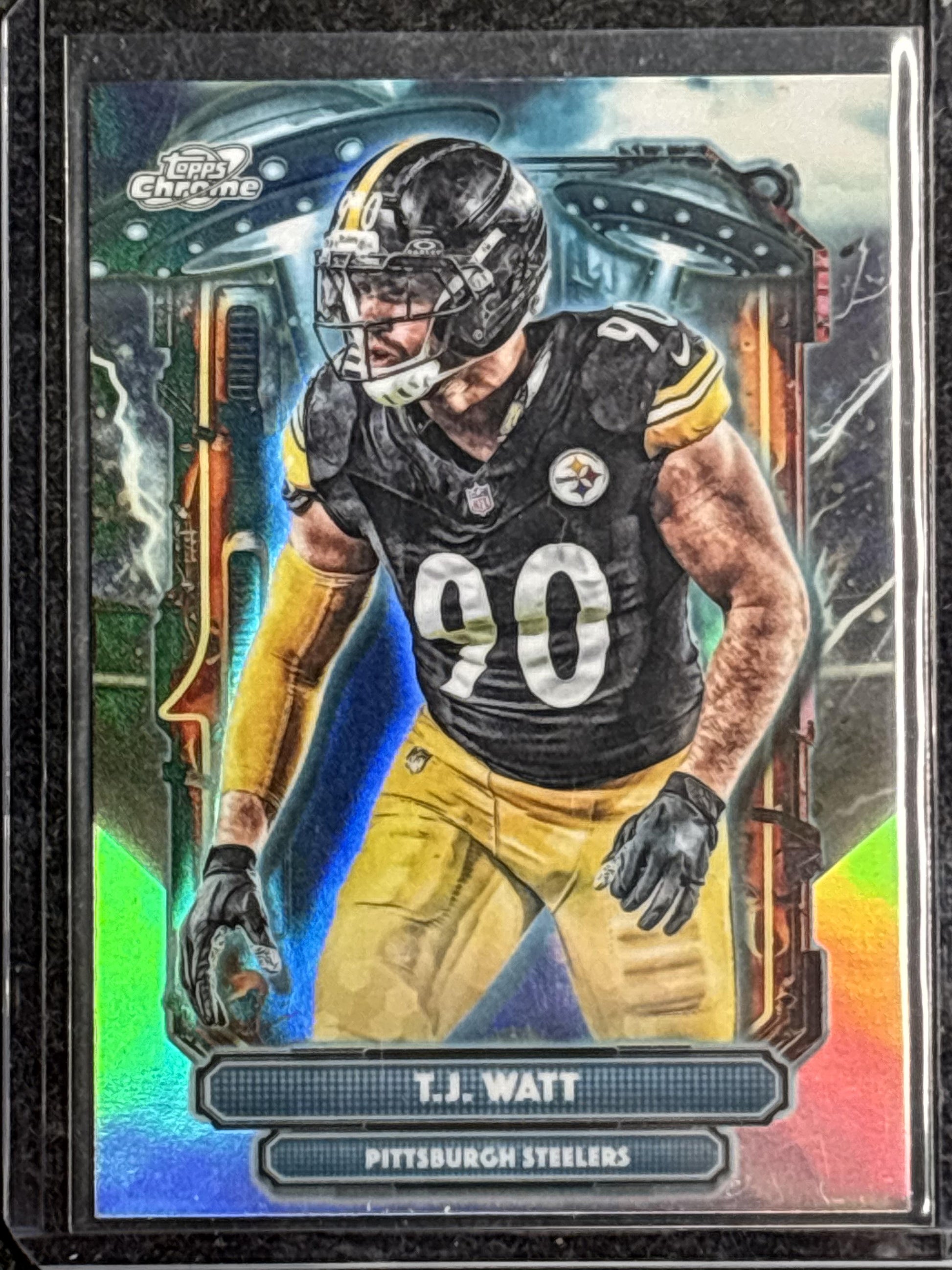 2025 Topps Chrome Cosmic #ET-20 T.J. Watt Extraterrestrial Talent Pittsburgh Steelers