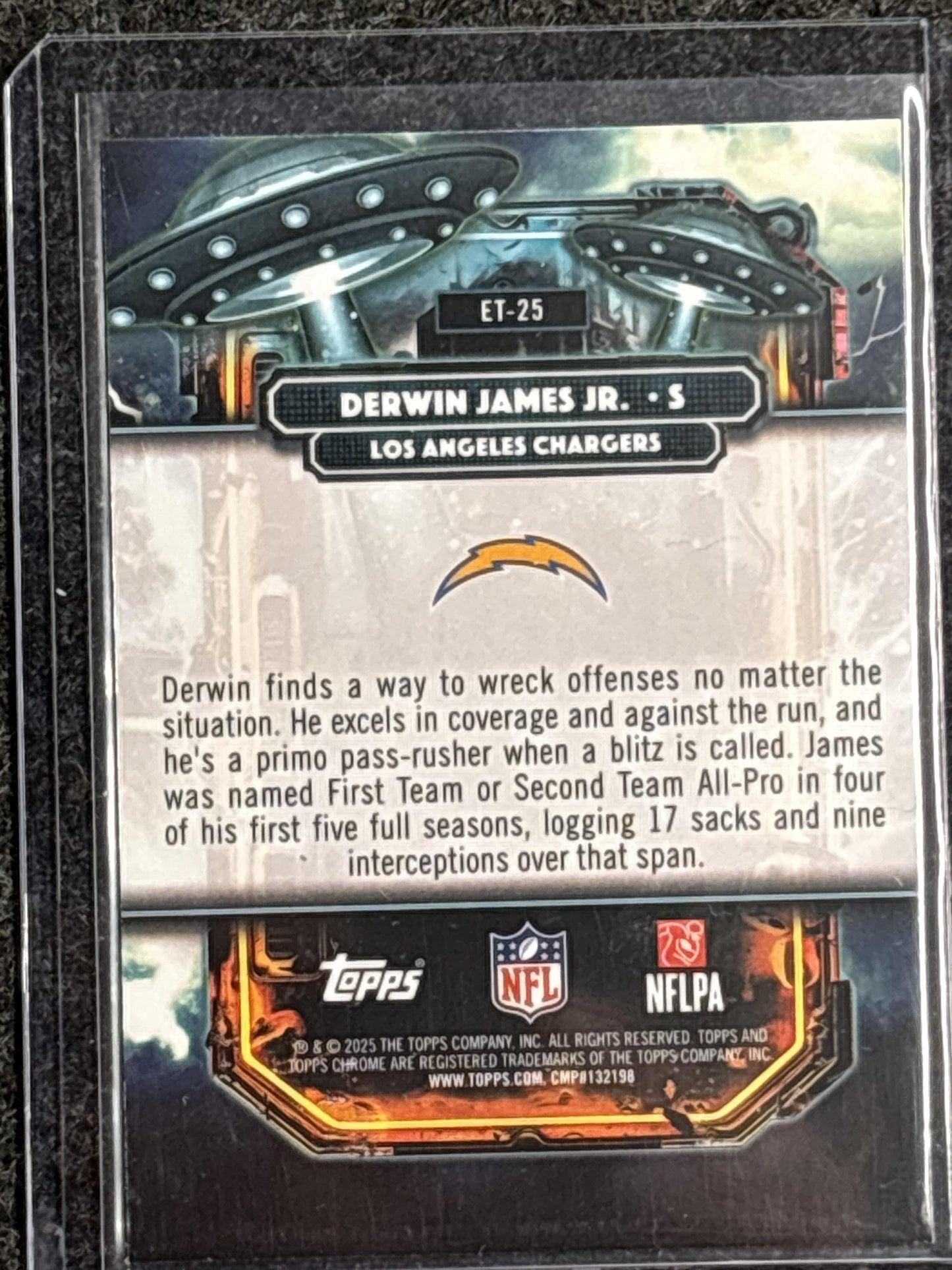 2025 Topps Chrome Cosmic #ET-25 Derwin James Jr. Extraterrestrial Talent Los Angeles Chargers