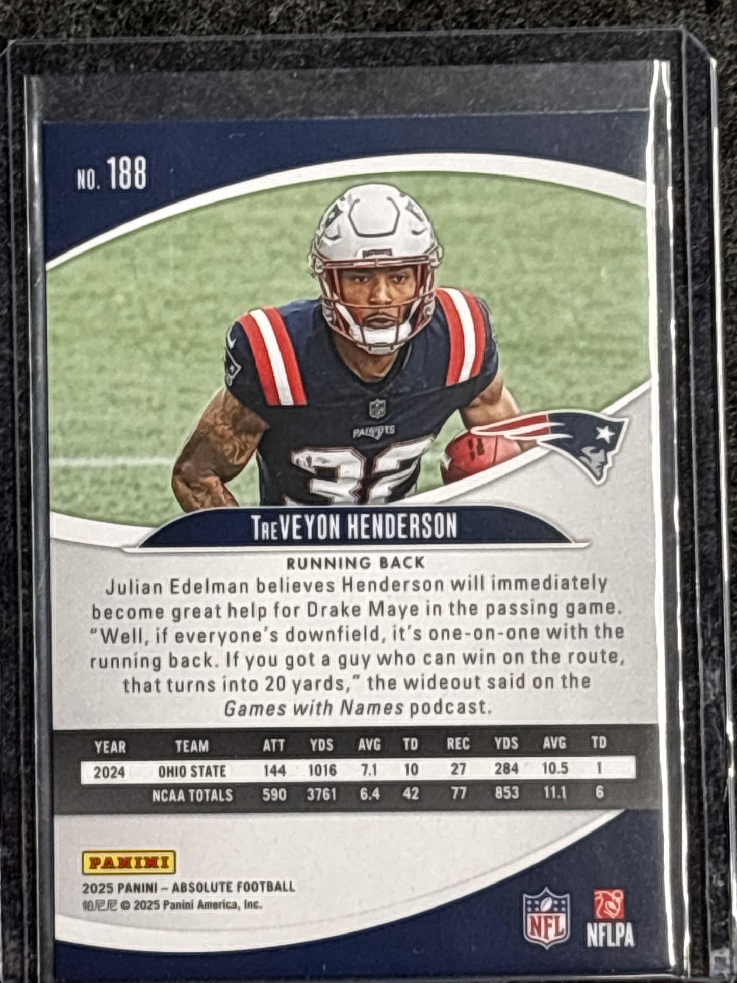 2025 Panini Absolute #188 TreVeyon Henderson Retail New England Patriots RC