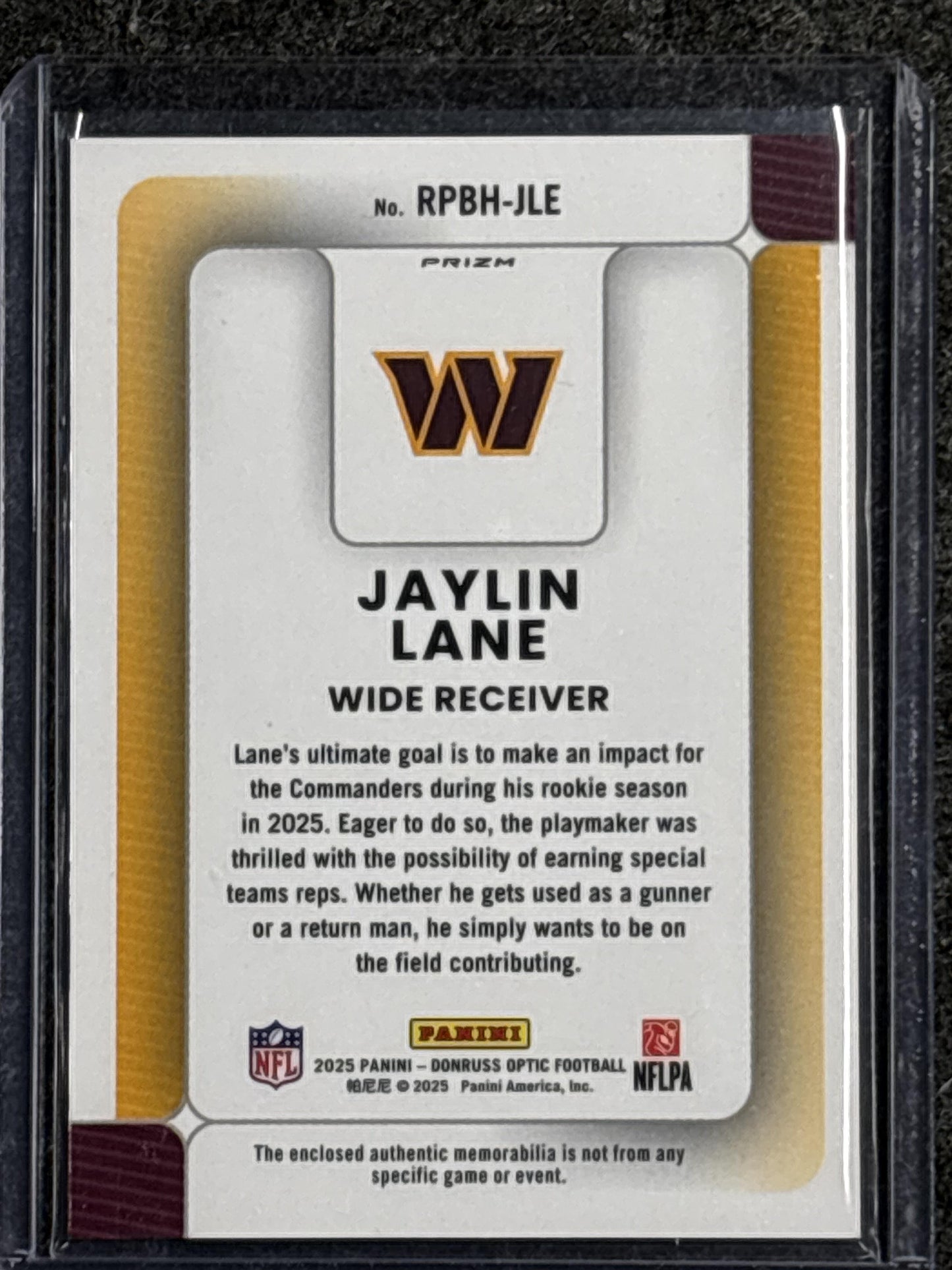 2025 Donruss Optic #RPBH-JLE Jaylin Lane Rookie Phenoms Blue Hyper Washington Commanders MEM