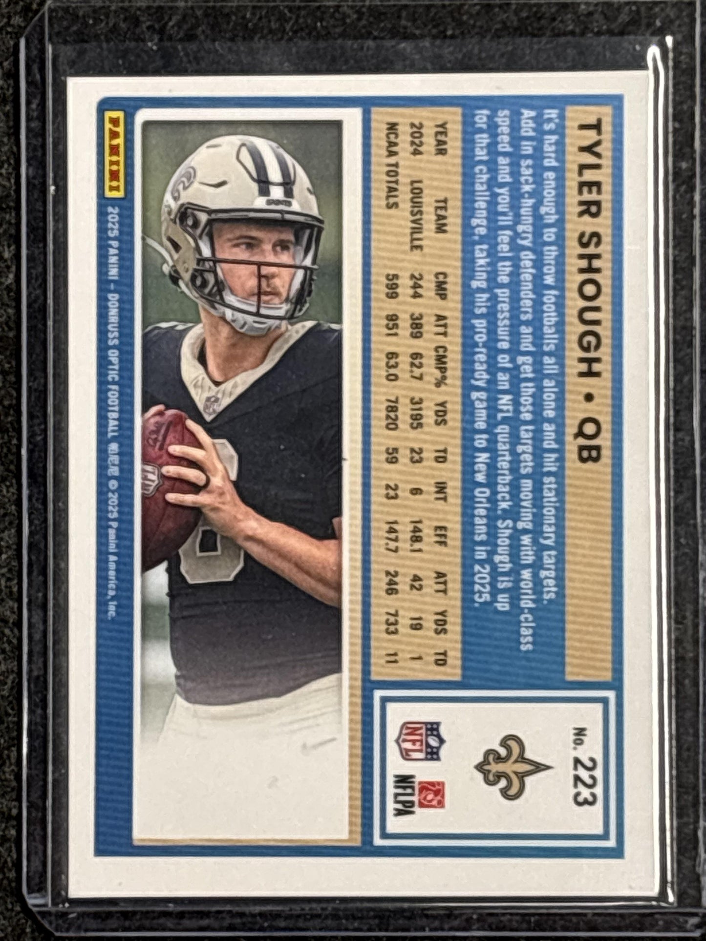 2025 Donruss Optic #223 Tyler Shough New Orleans Saints RC