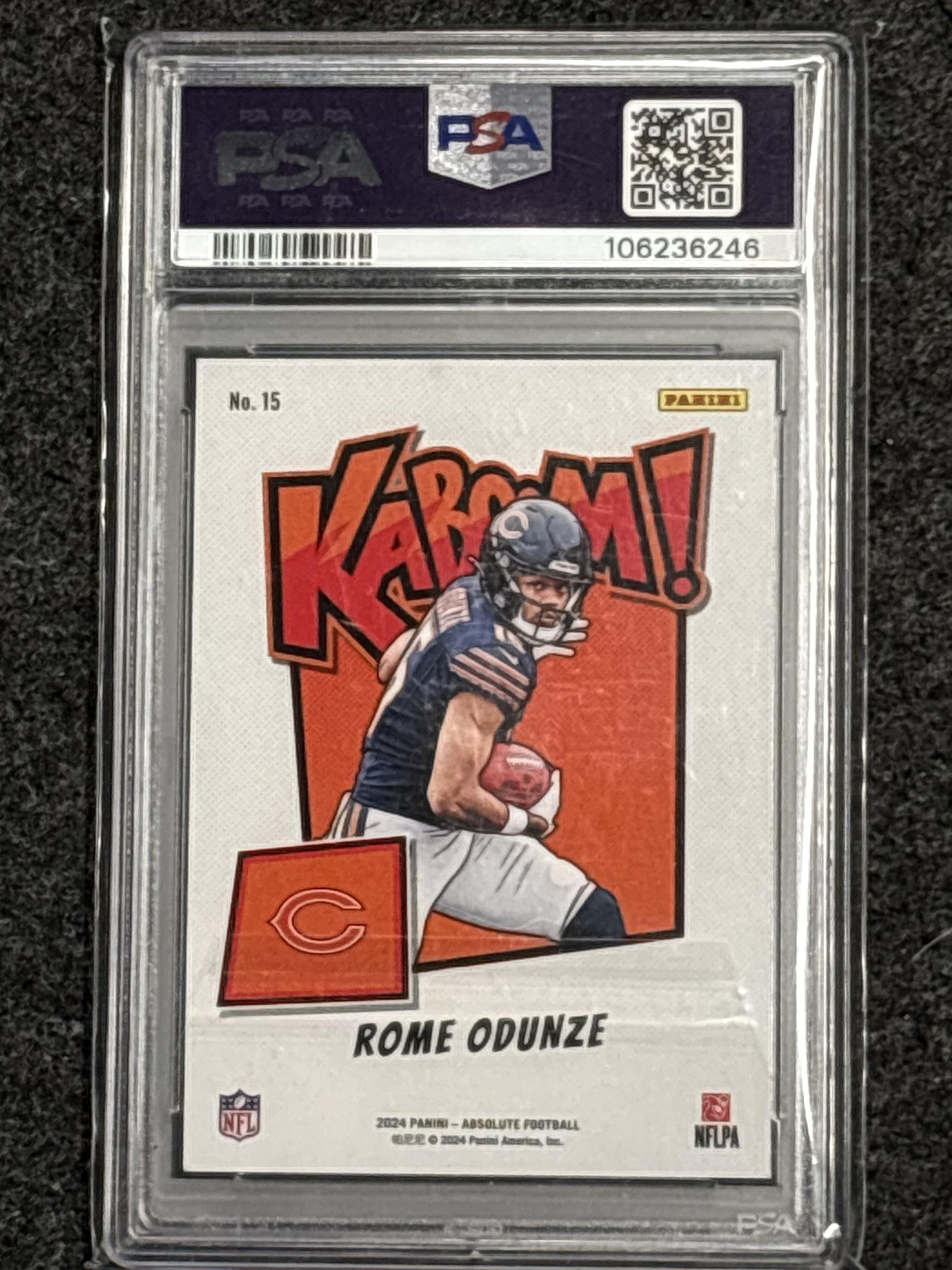 2024 Panini Absolute #15 Rome Odunze Kaboom Horizontal PSA 10 Chicago Bears