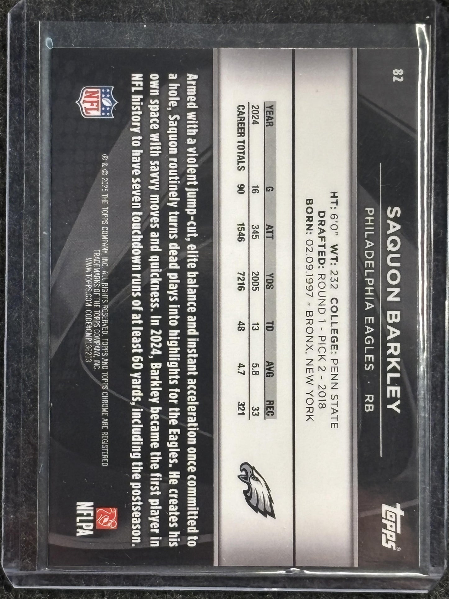 2025 Topps Chrome Black #81 Saquon Barkley Philadelphia Eagles