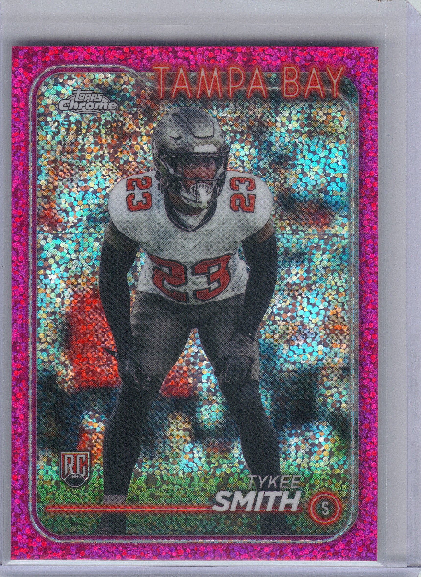 2024 Topps Chrome #278 Tykee Smith Magenta Speckle Refractor #/399 Tampa Bay Buccaneers SN, Rookie