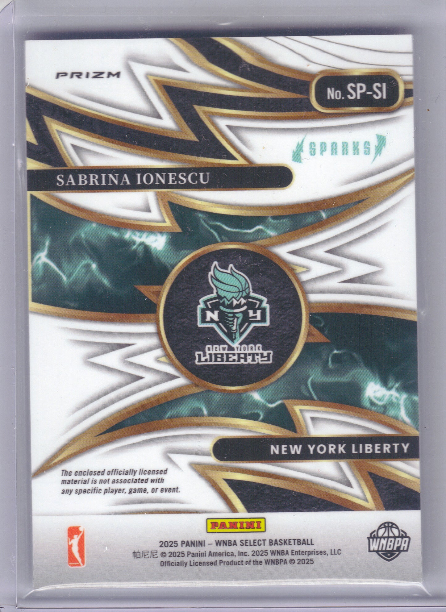 2025 Panini Select WNBA #SP-SI Sabrina Ionescu Sparks New York Liberty