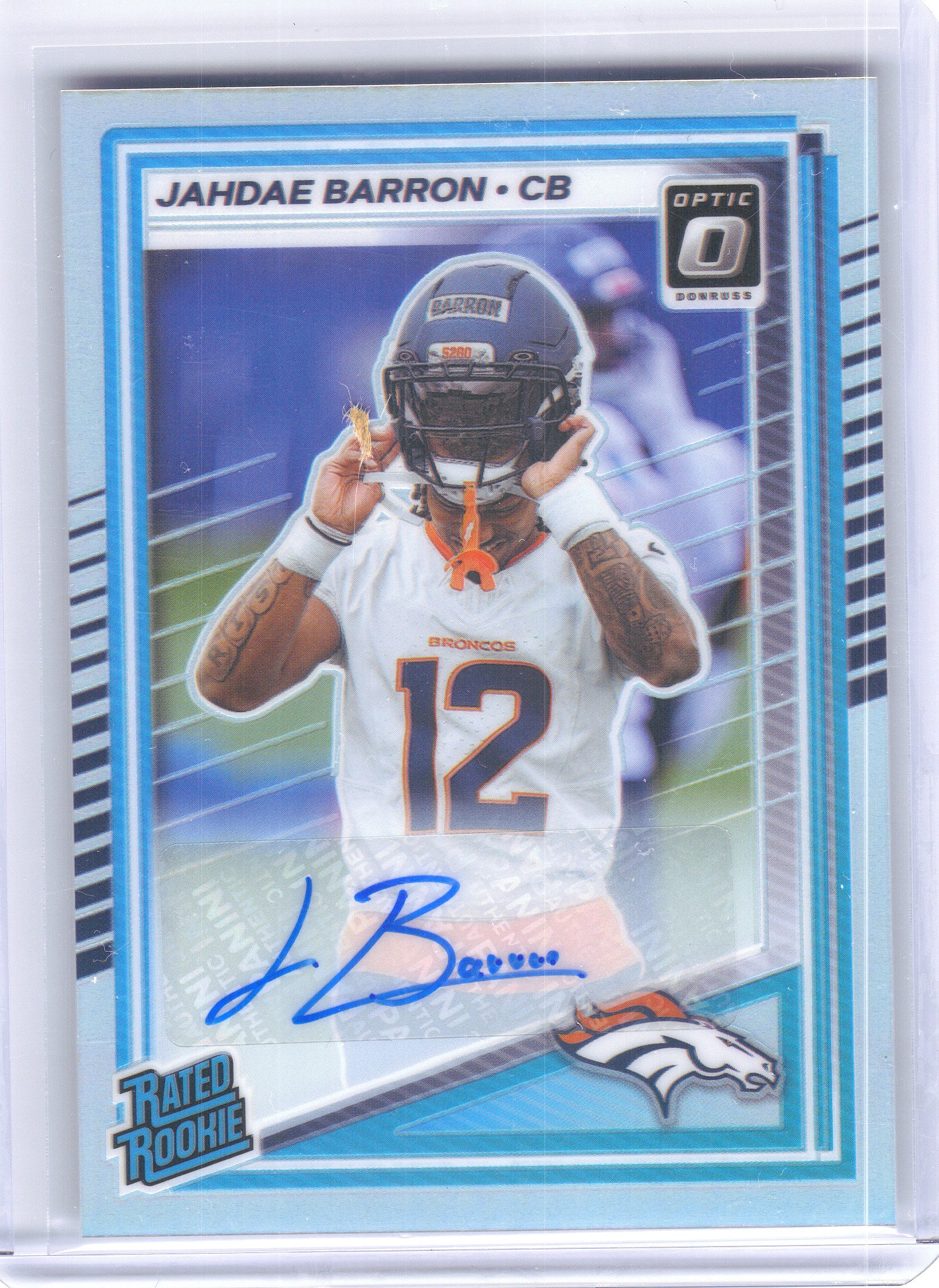 2025 Donruss Optic #207 Jahdae Barron Rated Rookies Autographs Holo #/199 Denver Broncos SN, Rookie, Auto