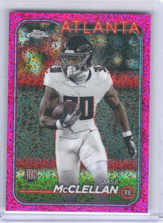 2024 Topps Chrome #281 Jase McClellan Magenta Speckle Refractor #/399 Atlanta Falcons SN, Rookie