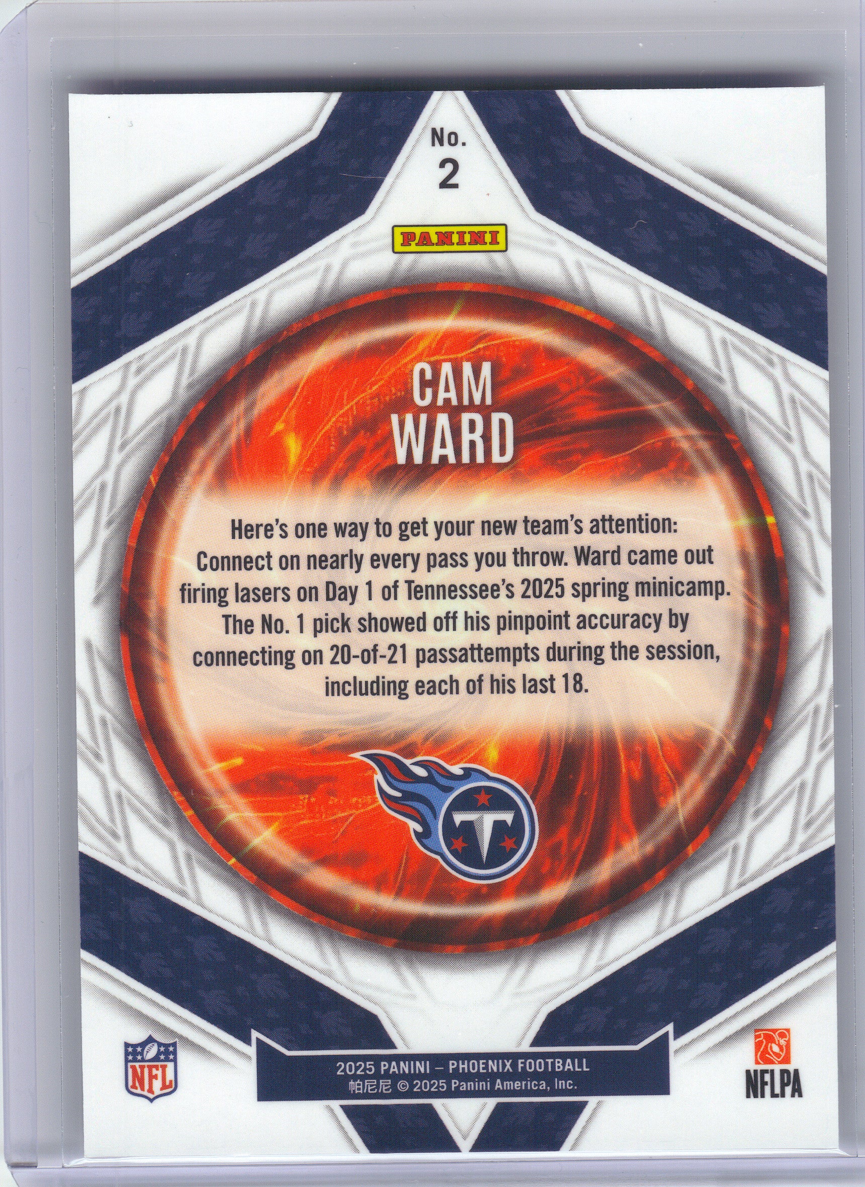 2025 Panini Phoenix #2 Cam Ward Paragon Tennessee Titans