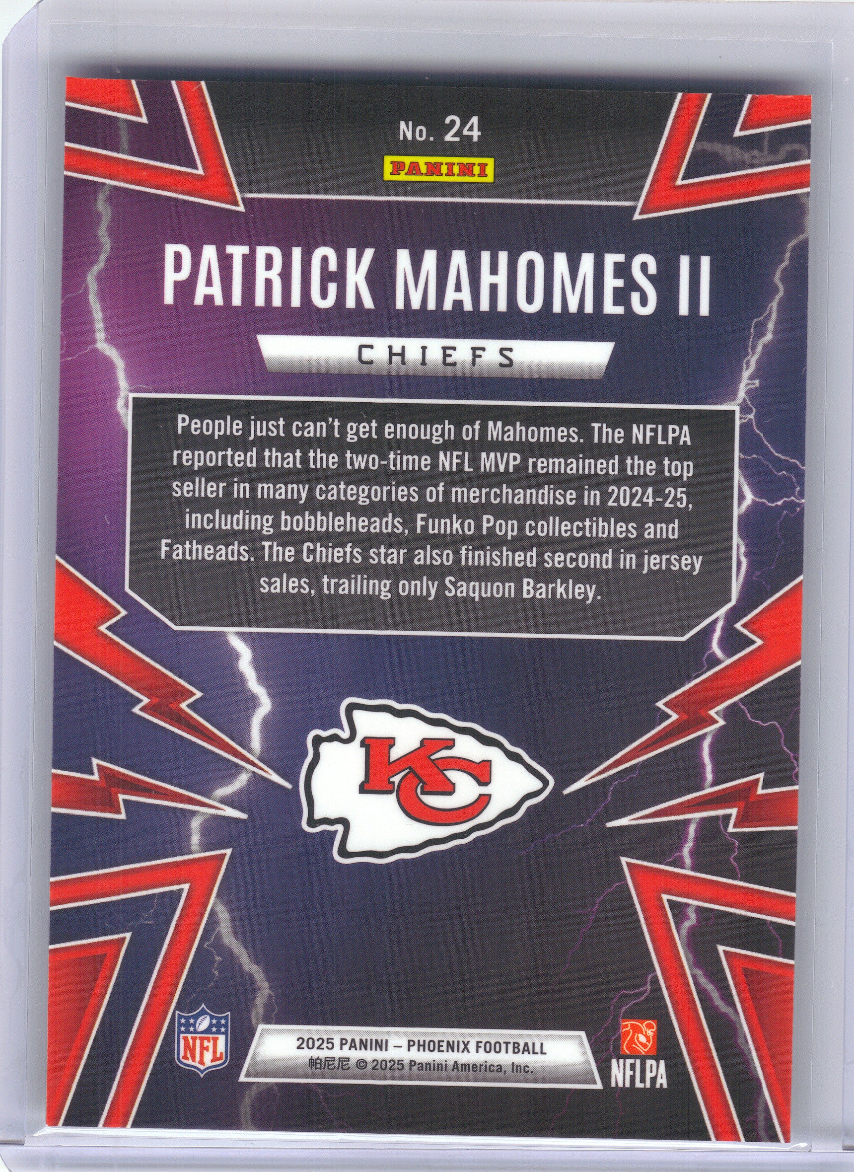 2025 Panini Phoenix #24 Patrick Mahomes II Thunderbirds Kansas City Chiefs