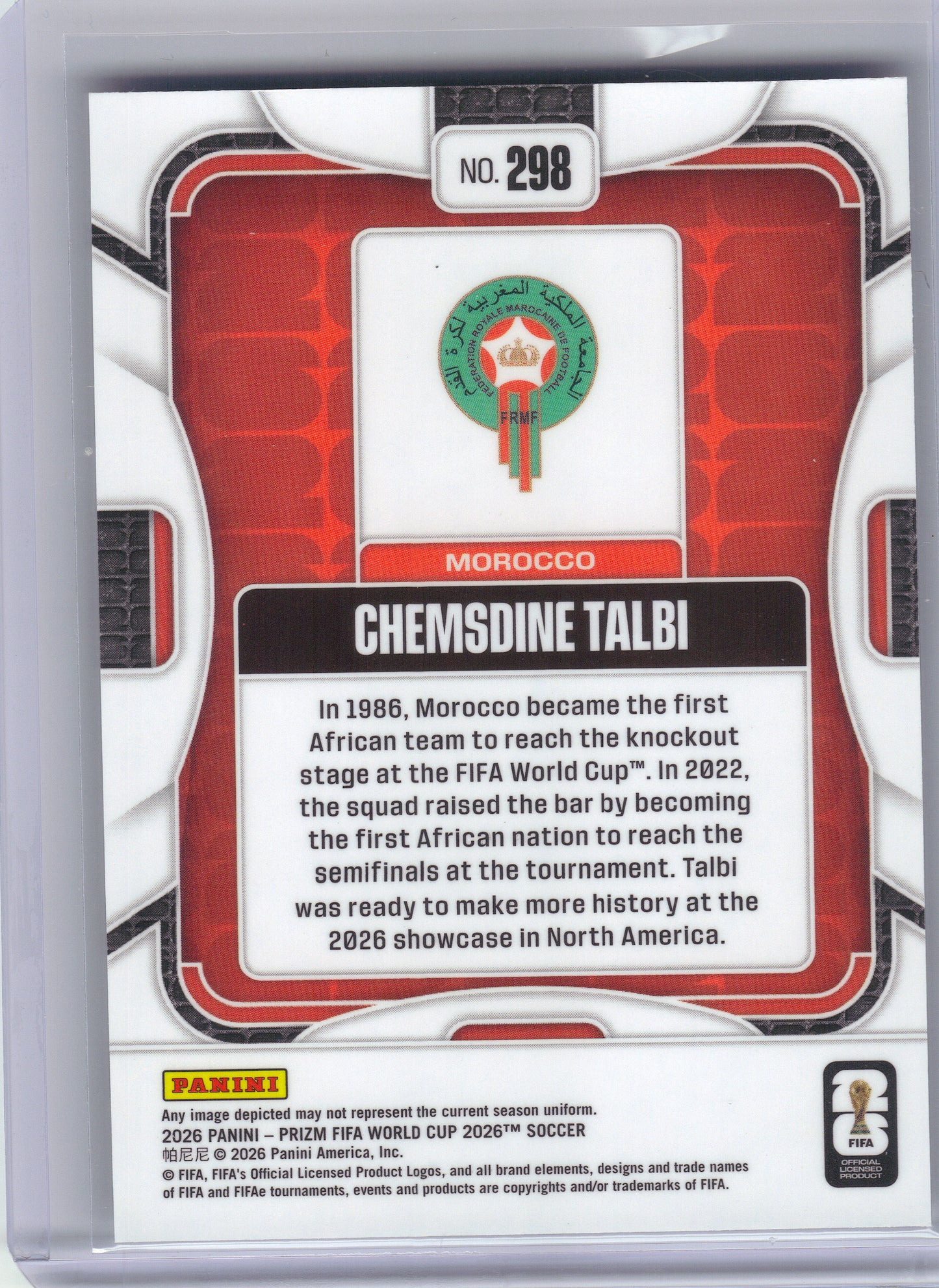 2026 Panini Prizm FIFA World Cup #298 Chemsdine Talbi Morocco