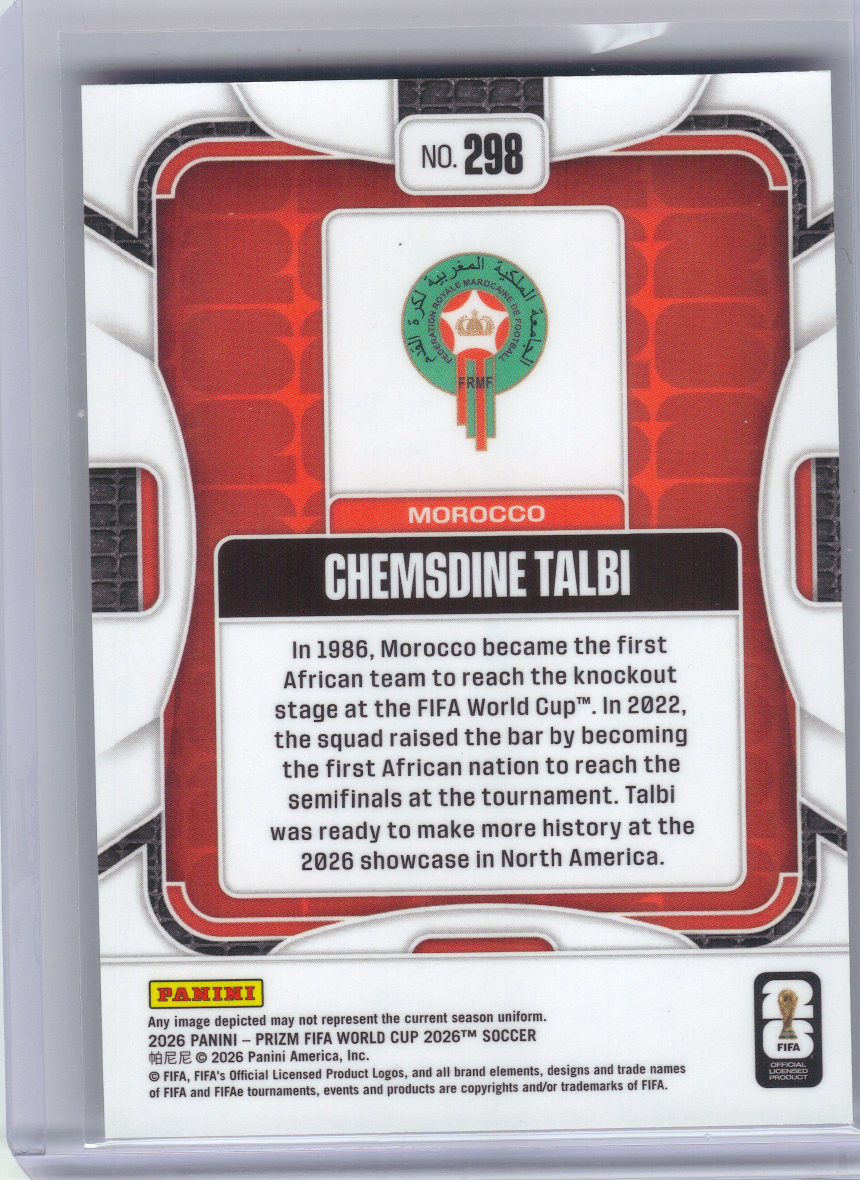 2026 Panini Prizm FIFA World Cup #298 Chemsdine Talbi Morocco