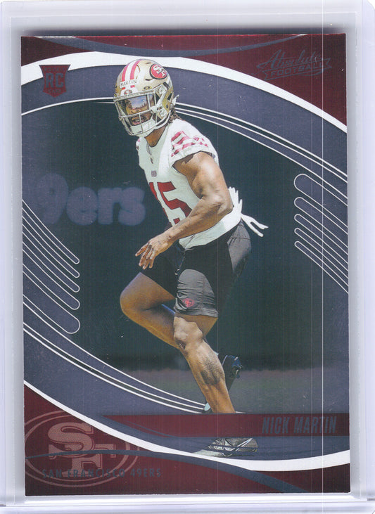2025 Panini Absolute #164 Nick Martin Green San Francisco 49ers Rookie