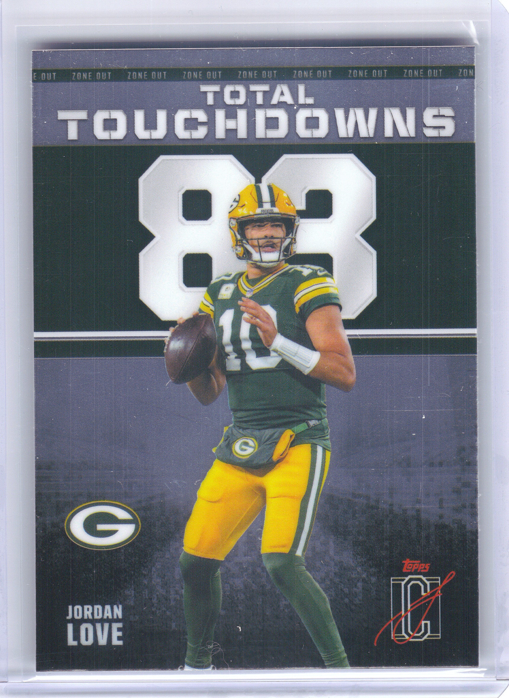2025 Topps Signature Class #ZO-21 Jordan Love Zone Out Green Bay Packers