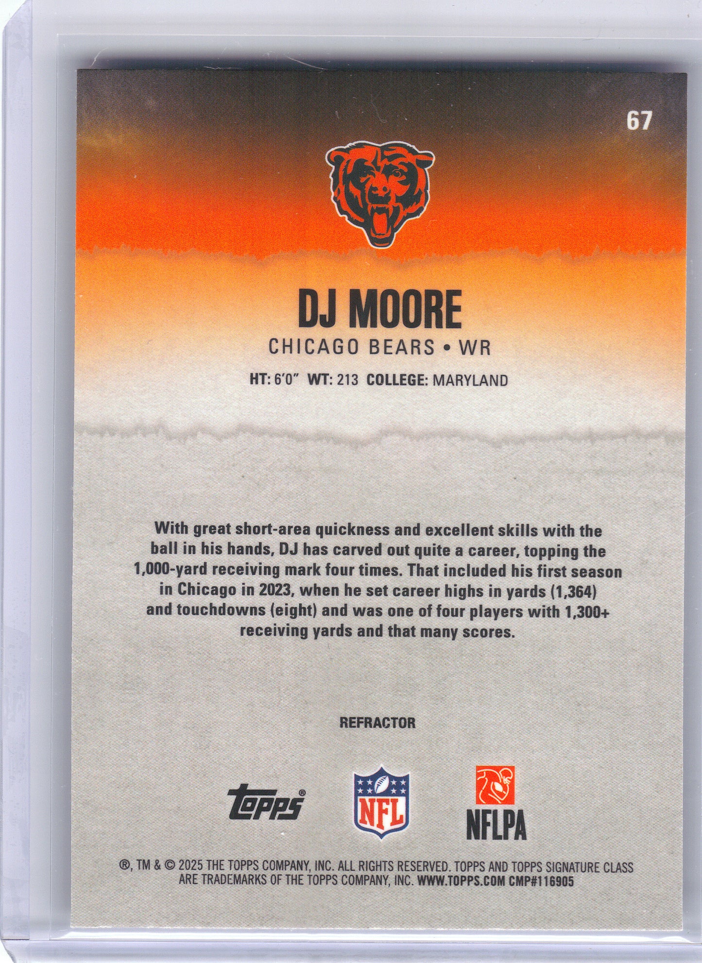 2025 Topps Signature Class #67 DJ Moore Chrome Chicago Bears
