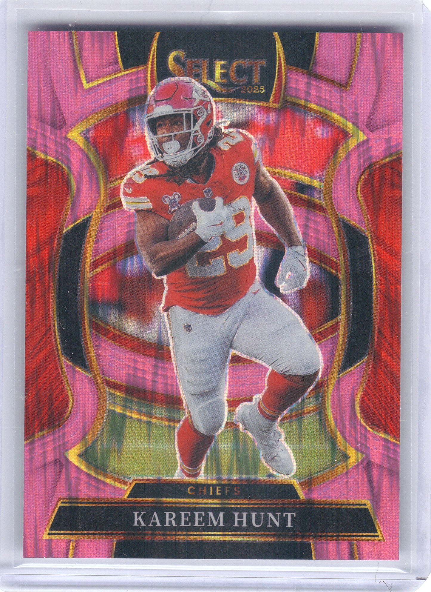 2025 Panini Select #7 Kareem Hunt Pink Prizm Shock Kansas City Chiefs