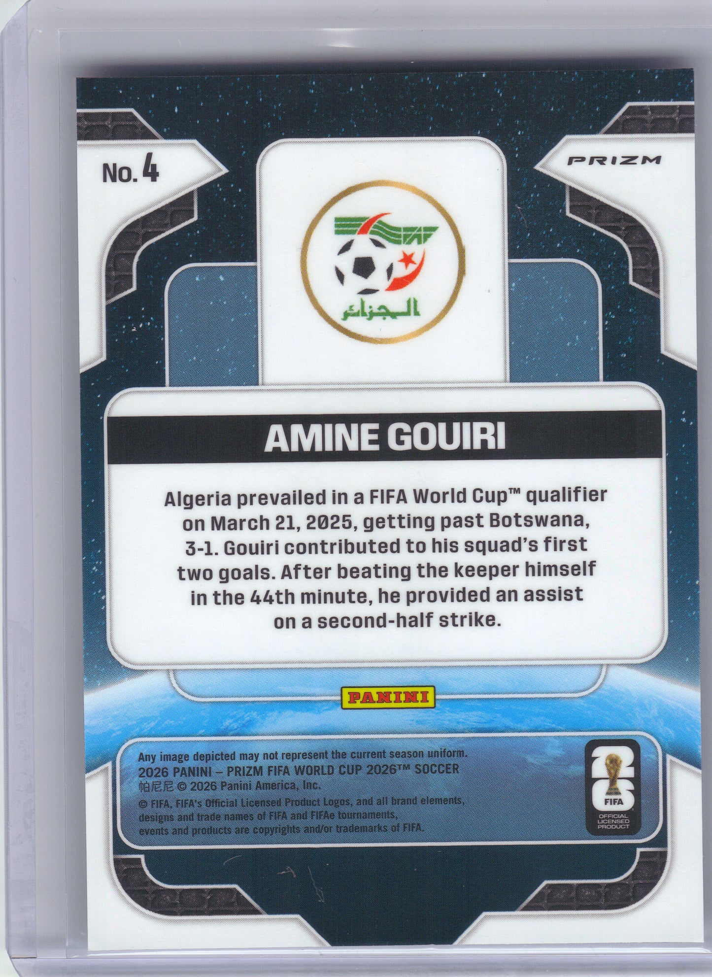2026 Panini Prizm FIFA World Cup #4 Amine Gouiri Global Reach Algeria