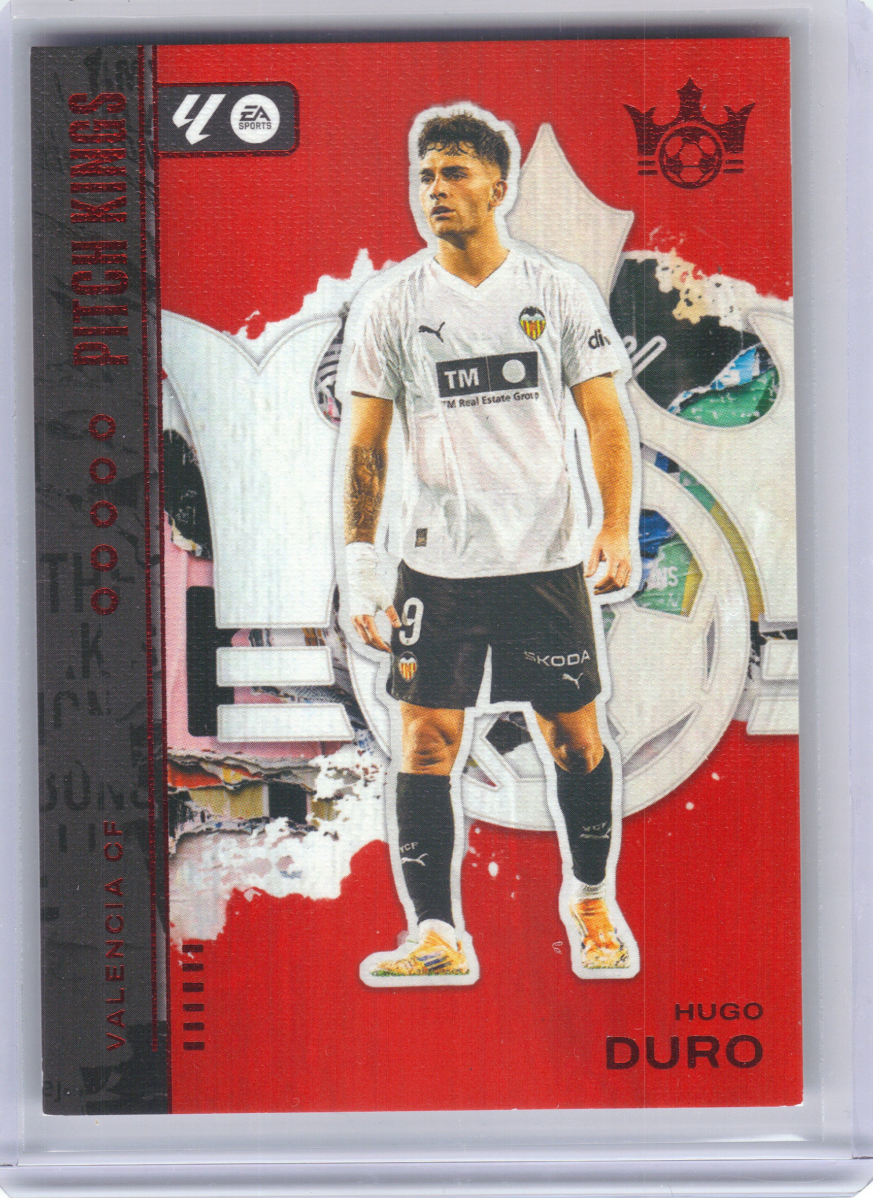 2025-26 Panini Pitch Kings #56 Hugo Duro Ruby #/199 Valencia SN