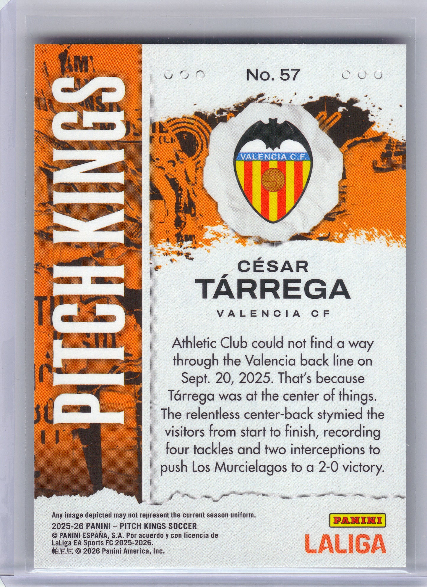 2025-26 Panini Pitch Kings #57 Cesar Tarrega Valencia