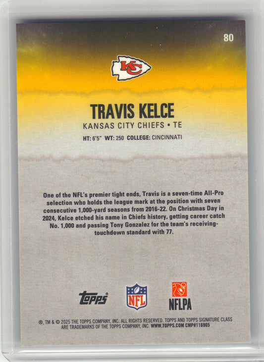 2025 Topps Signature Class #80 Travis Kelce Teal #/225 Kansas City Chiefs SN