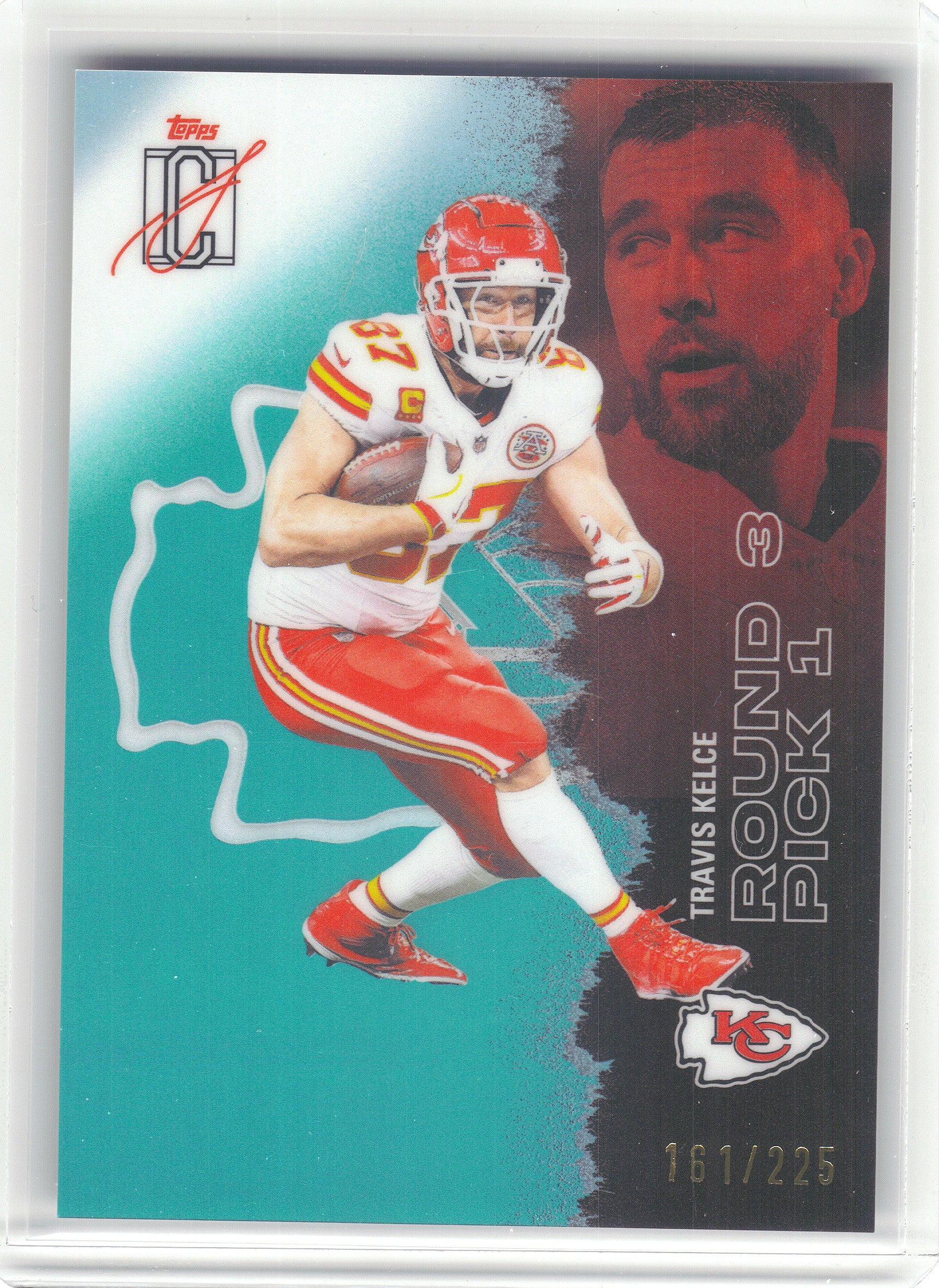 2025 Topps Signature Class #80 Travis Kelce Teal #/225 Kansas City Chiefs SN