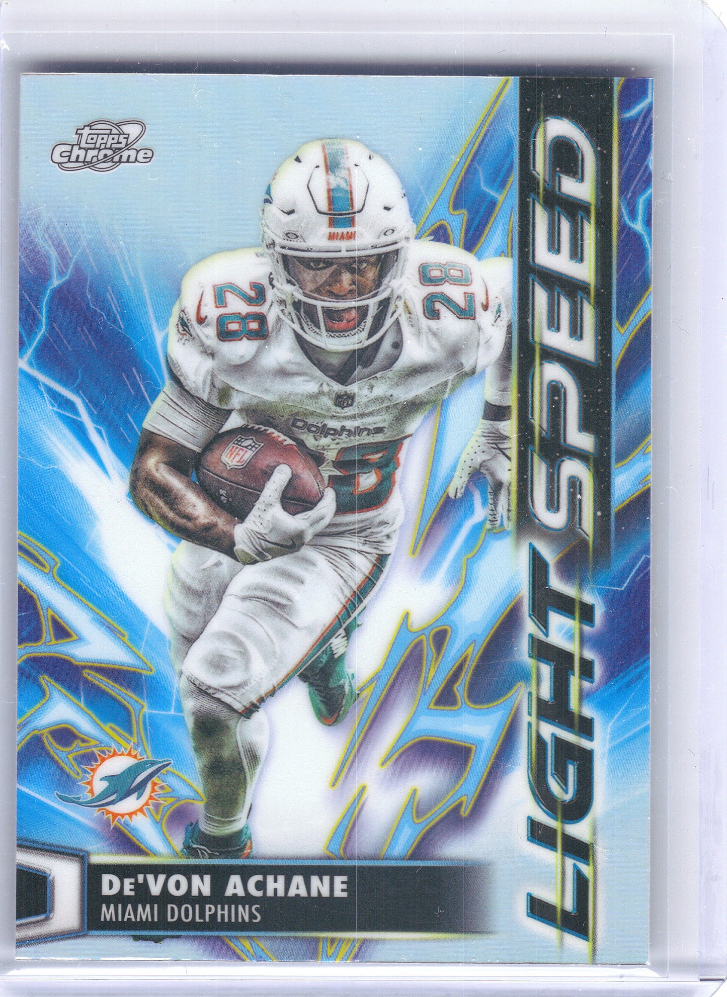 2025 Topps Chrome Cosmic #LS-17 De'Von Achane Light Speed Miami Dolphins