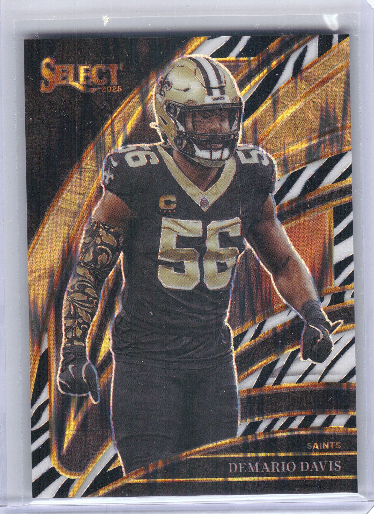 2025 Panini Select #240 Demario Davis Zebra Prizm New Orleans Saints