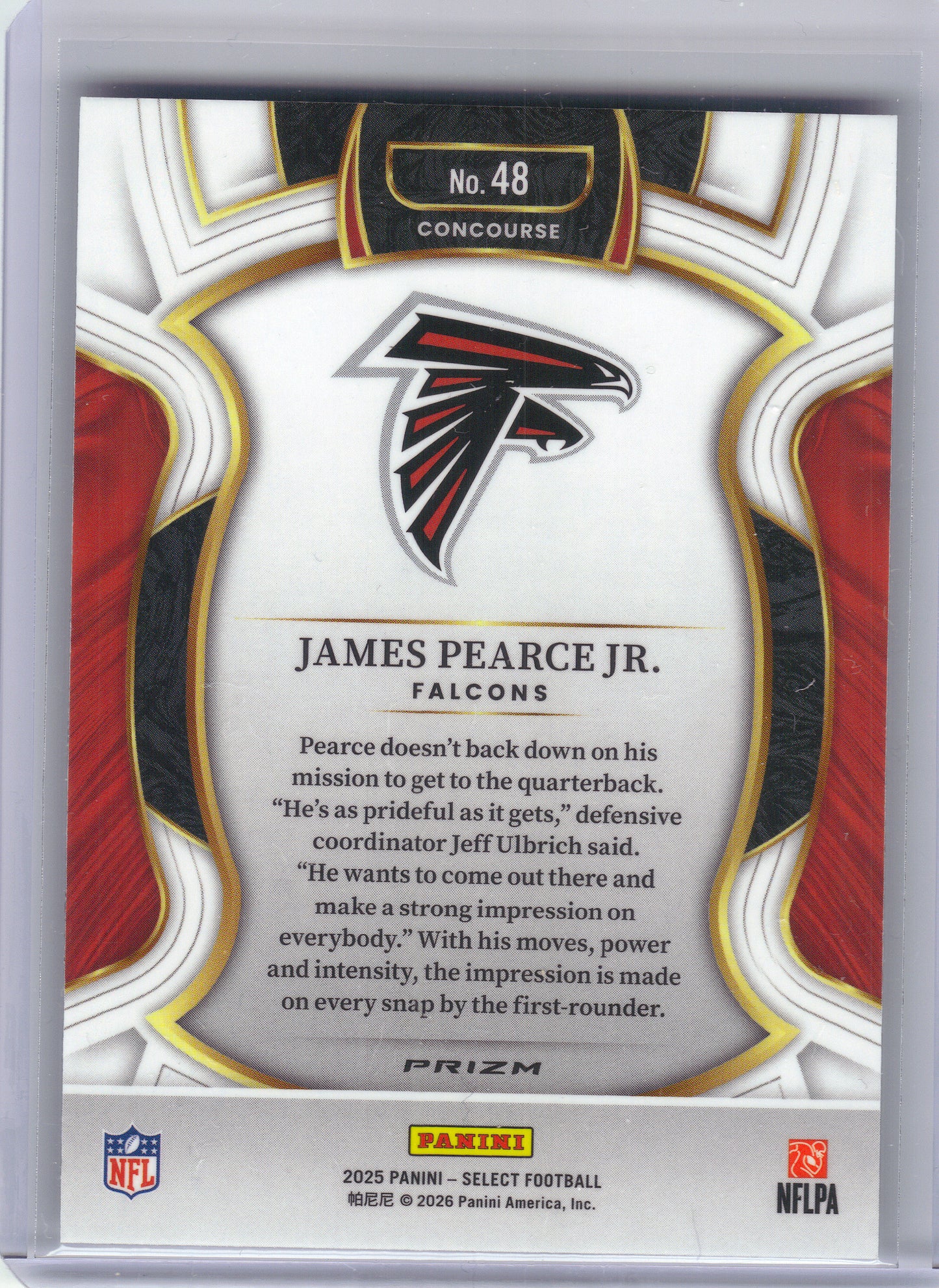 2025 Panini Select #48 James Pearce Jr. Silver Prizm Atlanta Falcons